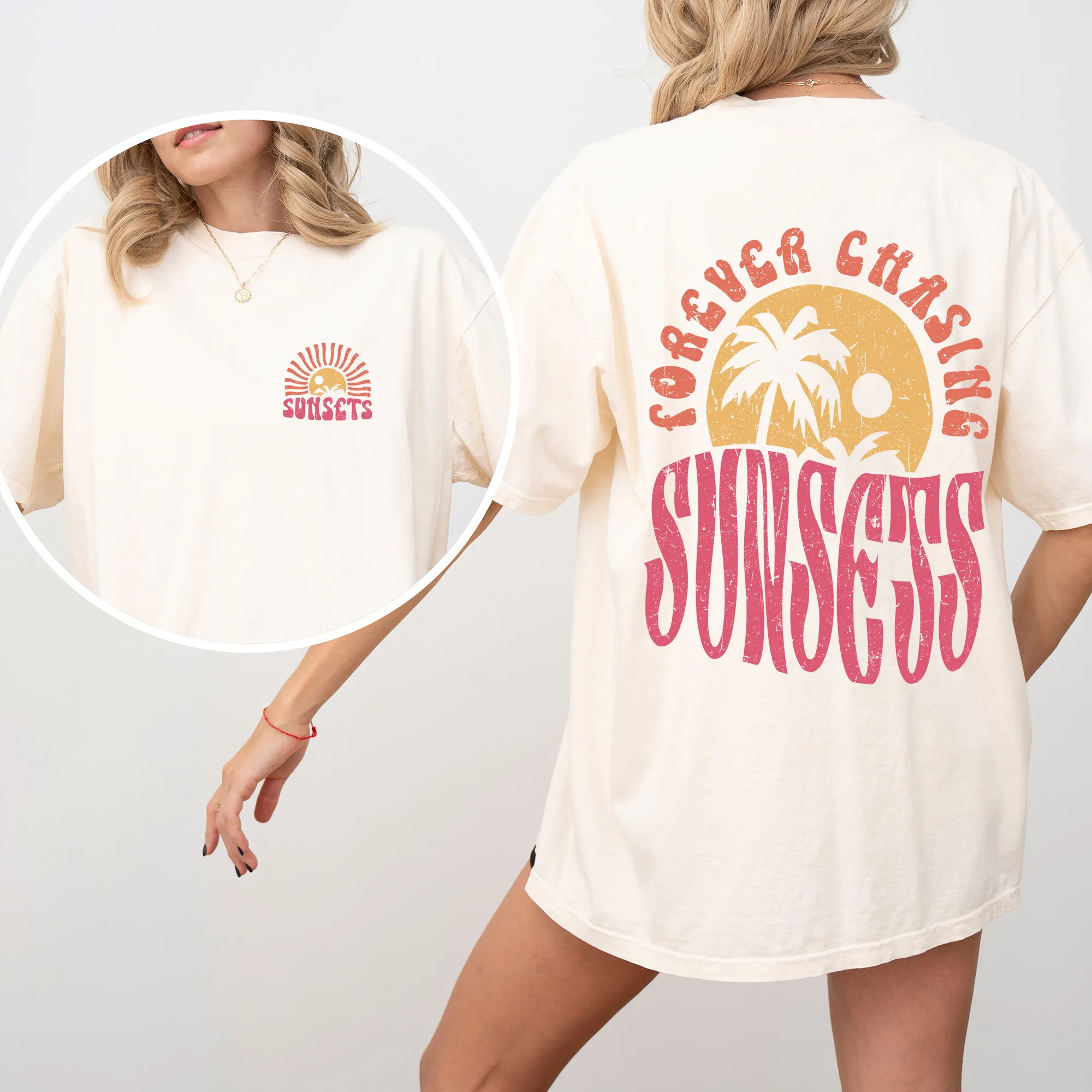 Forever Chasing Sunsets, Palm Trees, Beach, Summer, Comfort Colors T-Shirt sold by Refinery Number One product image thumbnail 5