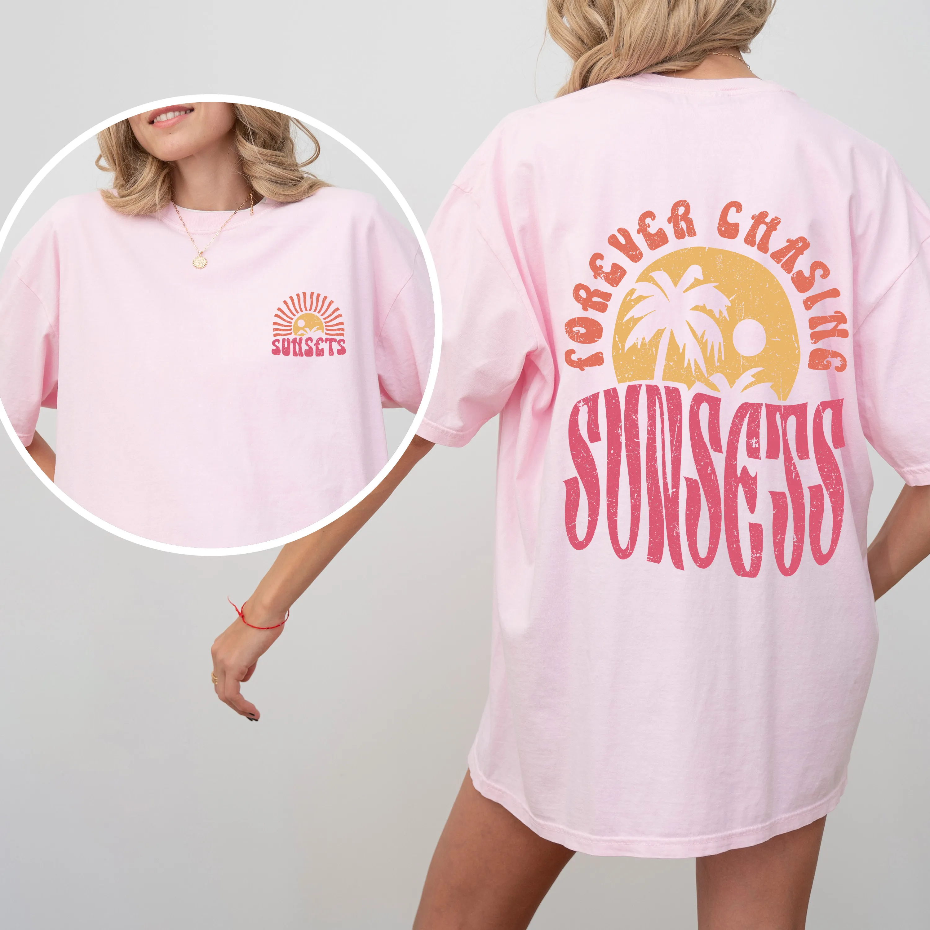 Forever Chasing Sunsets, Palm Trees, Beach, Summer, Comfort Colors T-Shirt sold by Refinery Number One