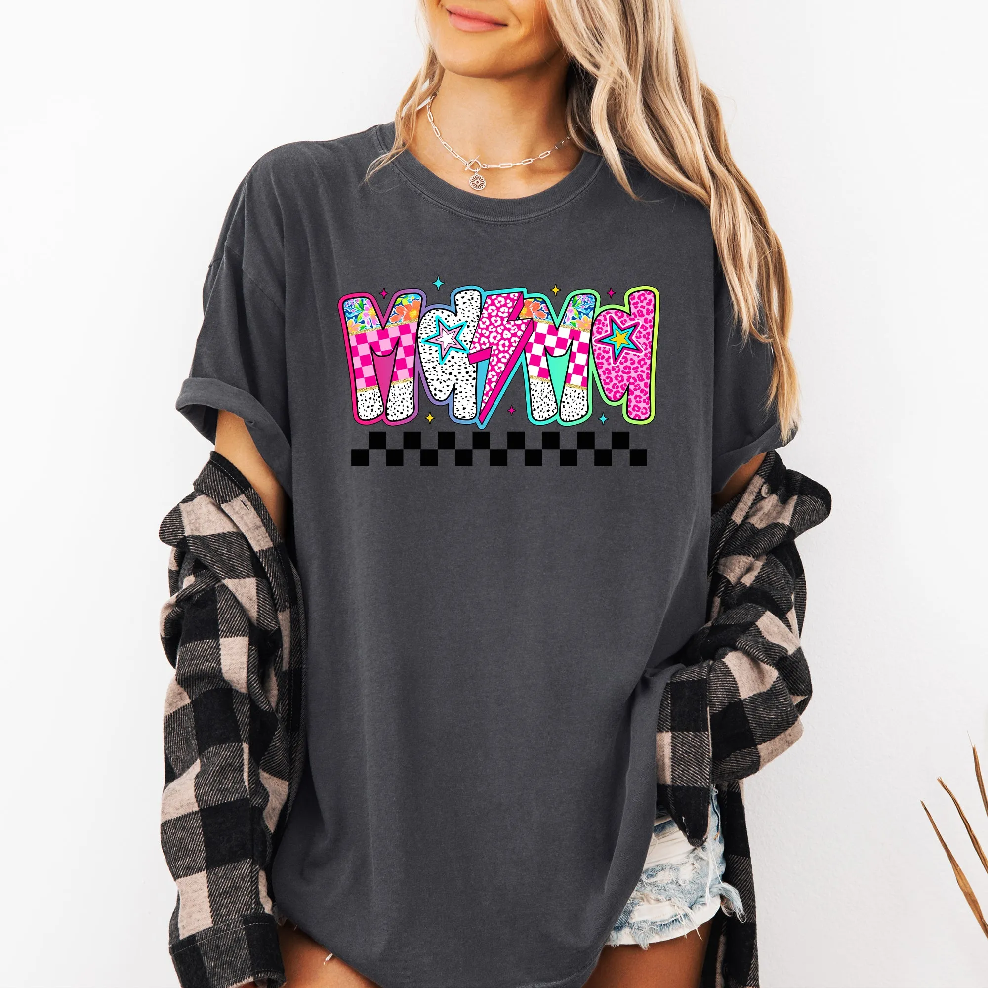 Colorful Mama, Bright, Checkered, Retro Comfort Colors T-Shirt sold by Refinery Number One product image thumbnail 4