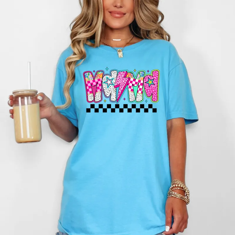 Colorful Mama, Bright, Checkered, Retro Comfort Colors T-Shirt sold by Refinery Number One