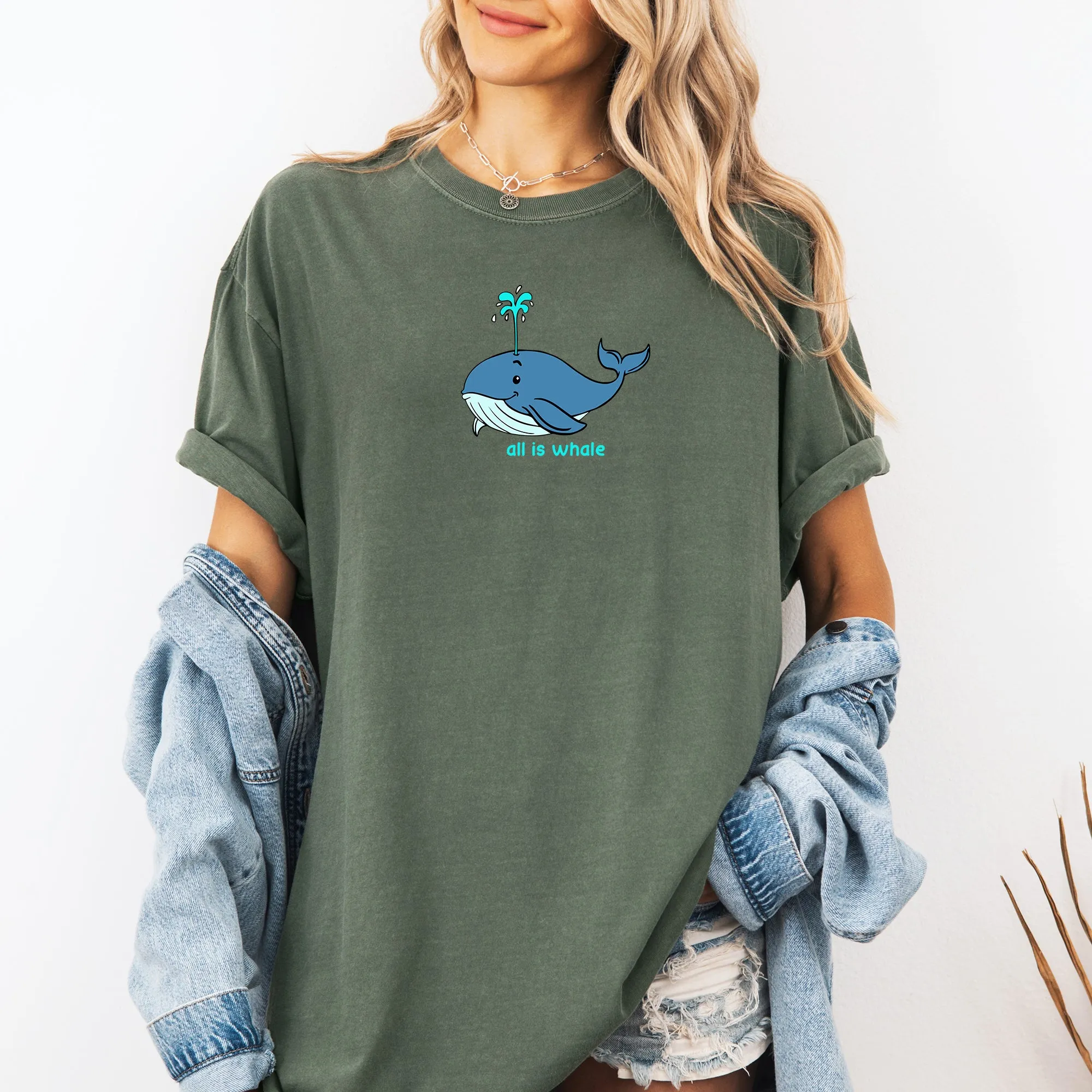 All Is Whale, Cute, Funny, Minimalist, Beach Comfort Colors T-Shirt sold by Refinery Number One product image thumbnail 3