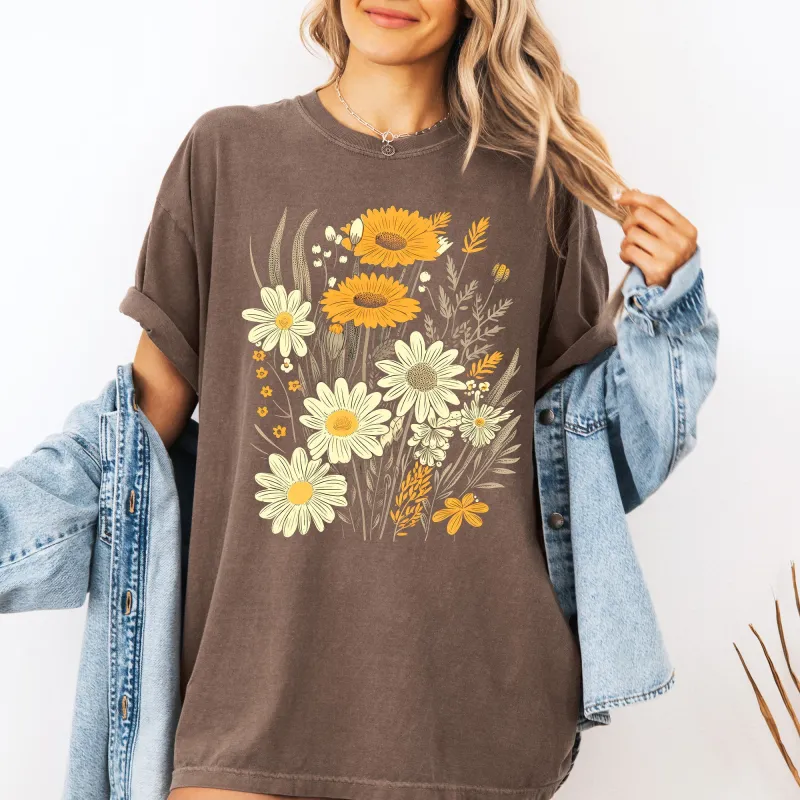 Wildflower Collage, Bouquet, Vintage, Nature, Comfort Colors T-Shirt sold by Refinery Number One
