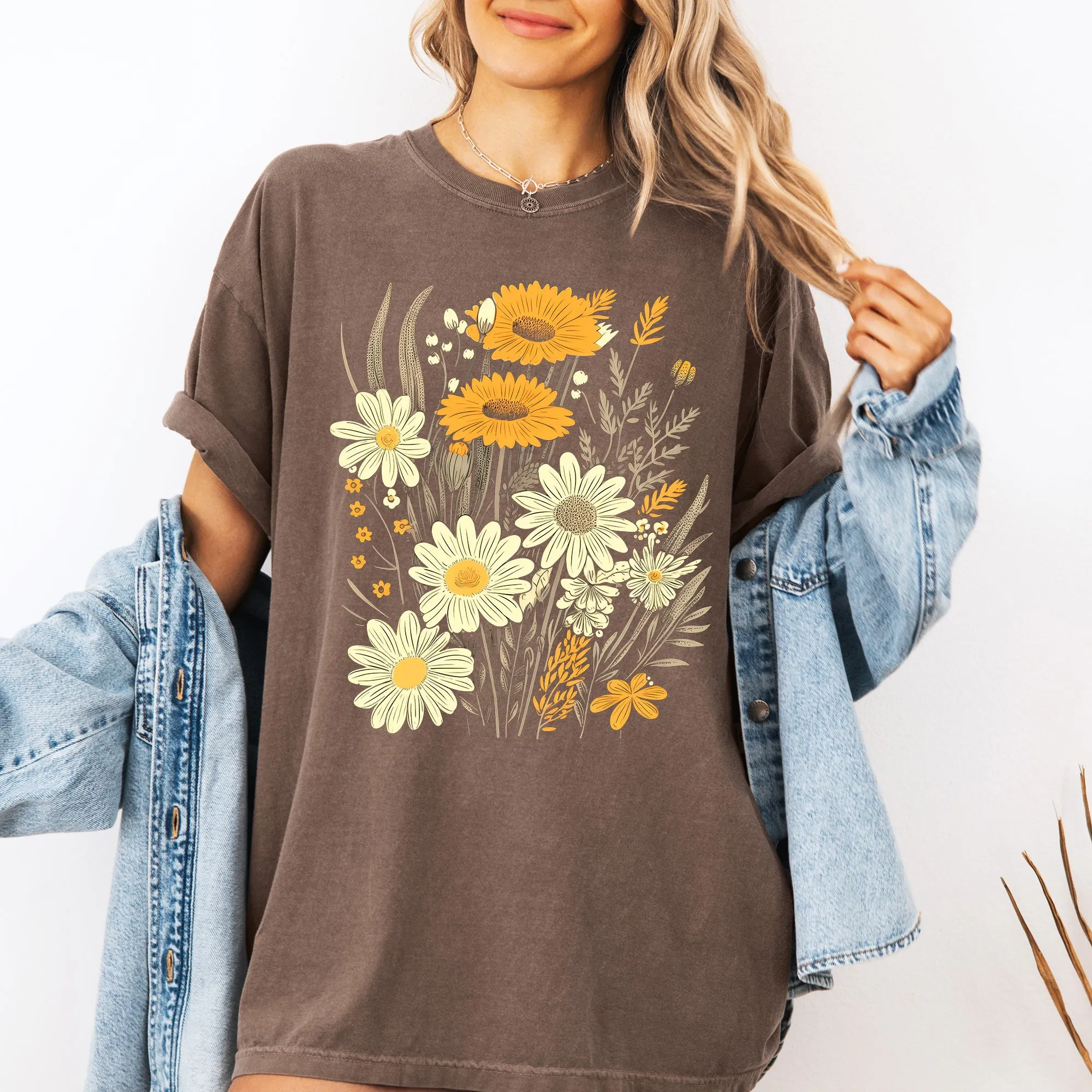 Wildflower Collage, Bouquet, Vintage, Nature, Comfort Colors T-Shirt sold by Refinery Number One