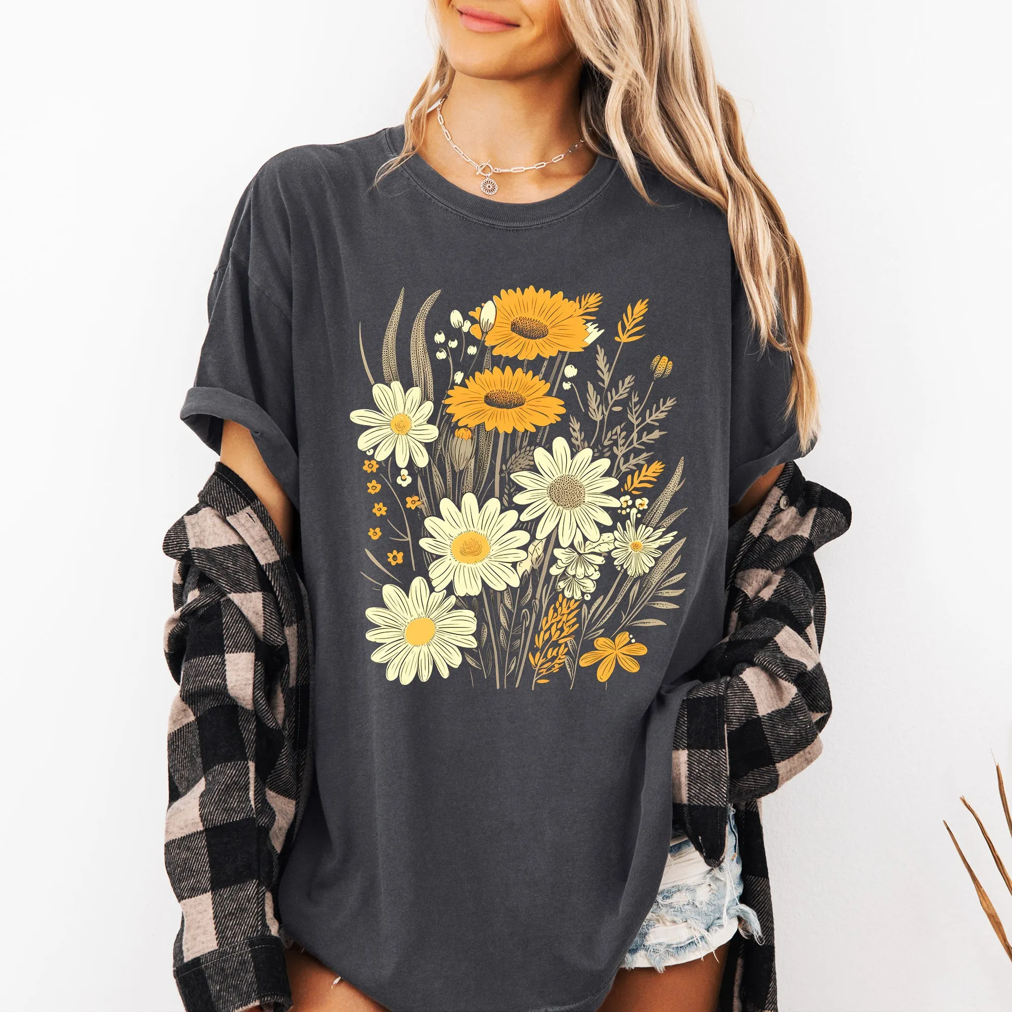 Wildflower Collage, Bouquet, Vintage, Nature, Comfort Colors T-Shirt sold by Refinery Number One product image thumbnail 2