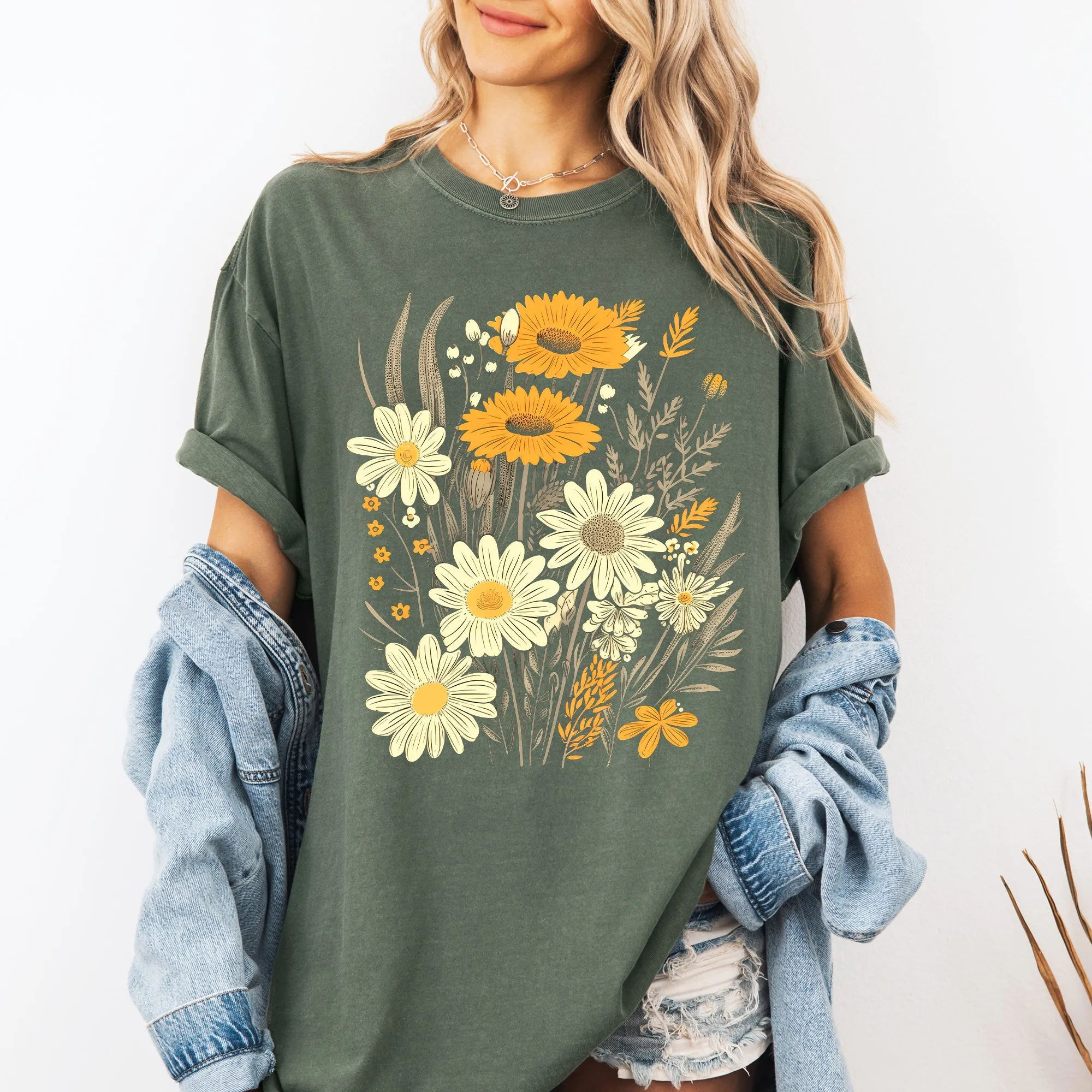 Wildflower Collage, Bouquet, Vintage, Nature, Comfort Colors T-Shirt sold by Refinery Number One product image thumbnail 4