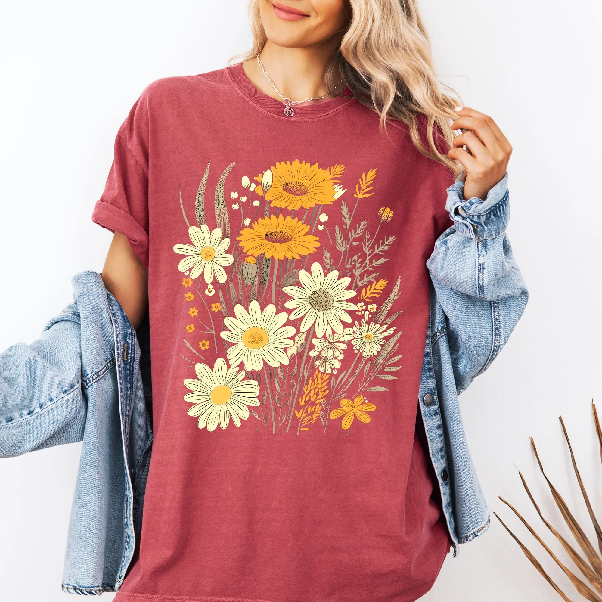 Wildflower Collage, Bouquet, Vintage, Nature, Comfort Colors T-Shirt sold by Refinery Number One product image thumbnail 3