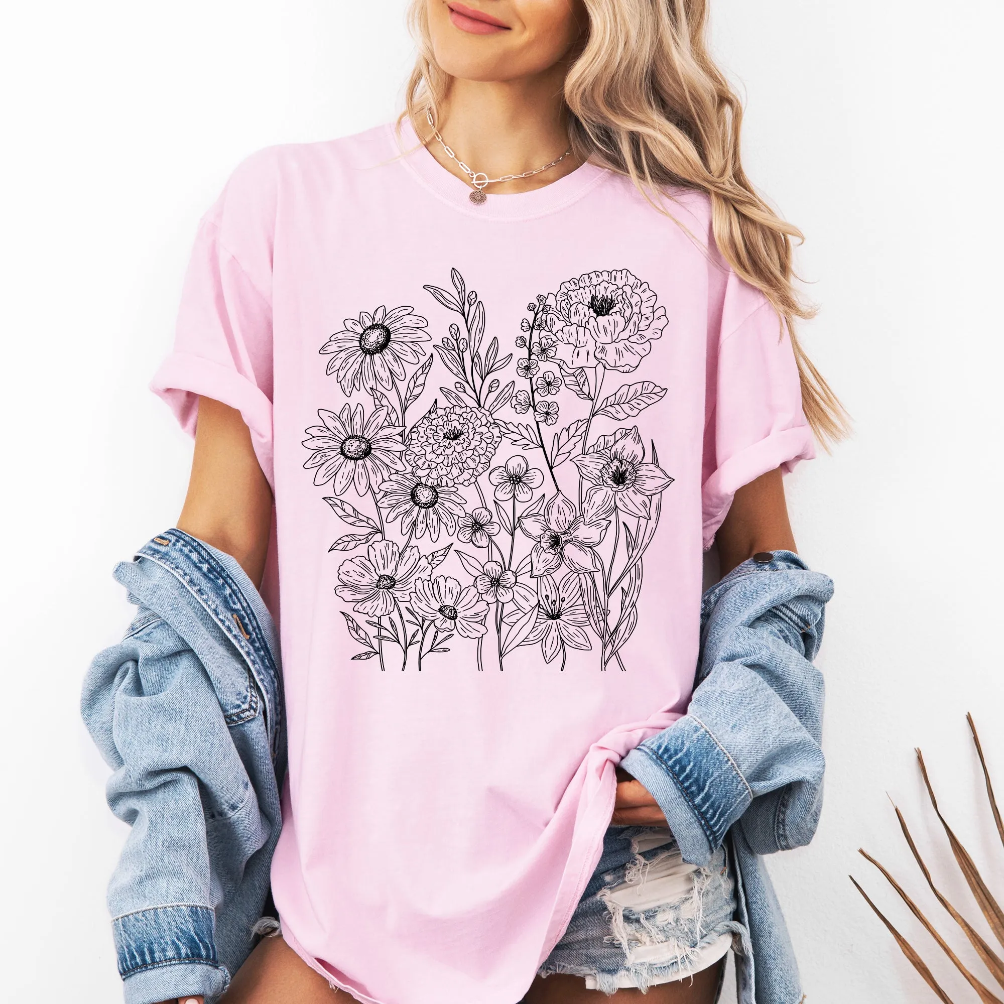 Vintage Wildflowers, Summer, Flowers, Minimalist, Comfort Colors T-Shirt sold by Refinery Number One product image thumbnail 4