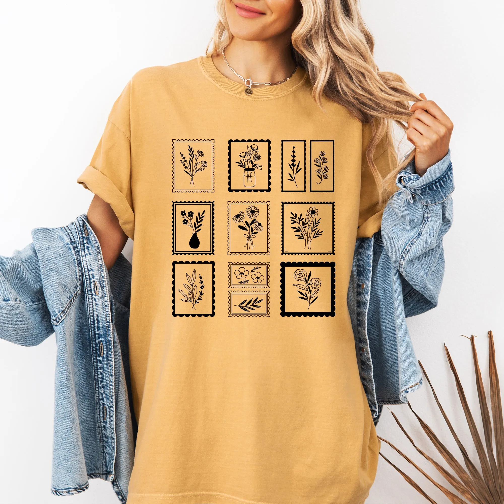 Vintage Floral Stamps, Minimalist, Cute, Classic, Comfort Colors T-Shirt sold by Refinery Number One product image thumbnail 3