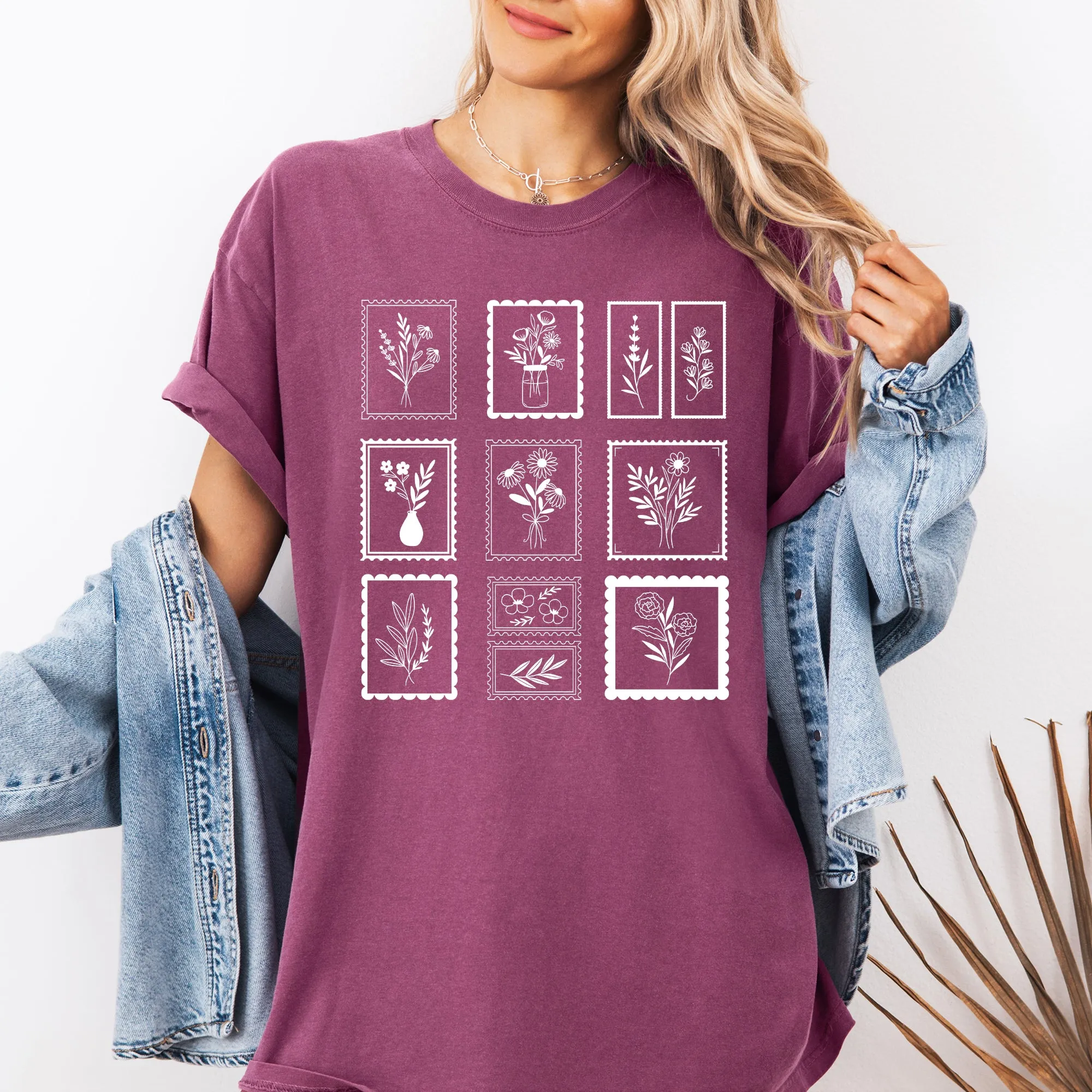 Vintage Floral Stamps, Minimalist, Cute, Classic, Comfort Colors T-Shirt sold by Refinery Number One product image thumbnail 4