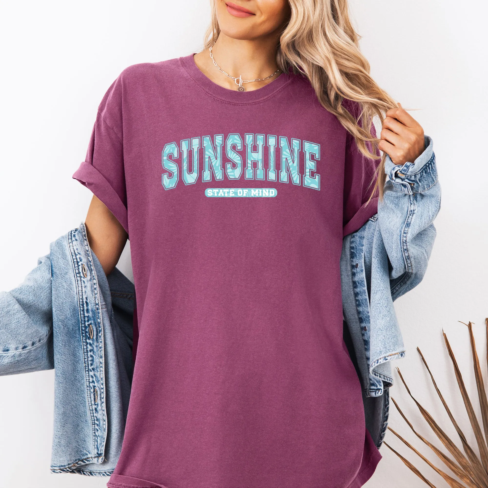 Sunshine State Of Mind, Varsity, Retro, Palm Trees, Summer, Comfort Colors T-Shirt sold by Refinery Number One product image thumbnail 4