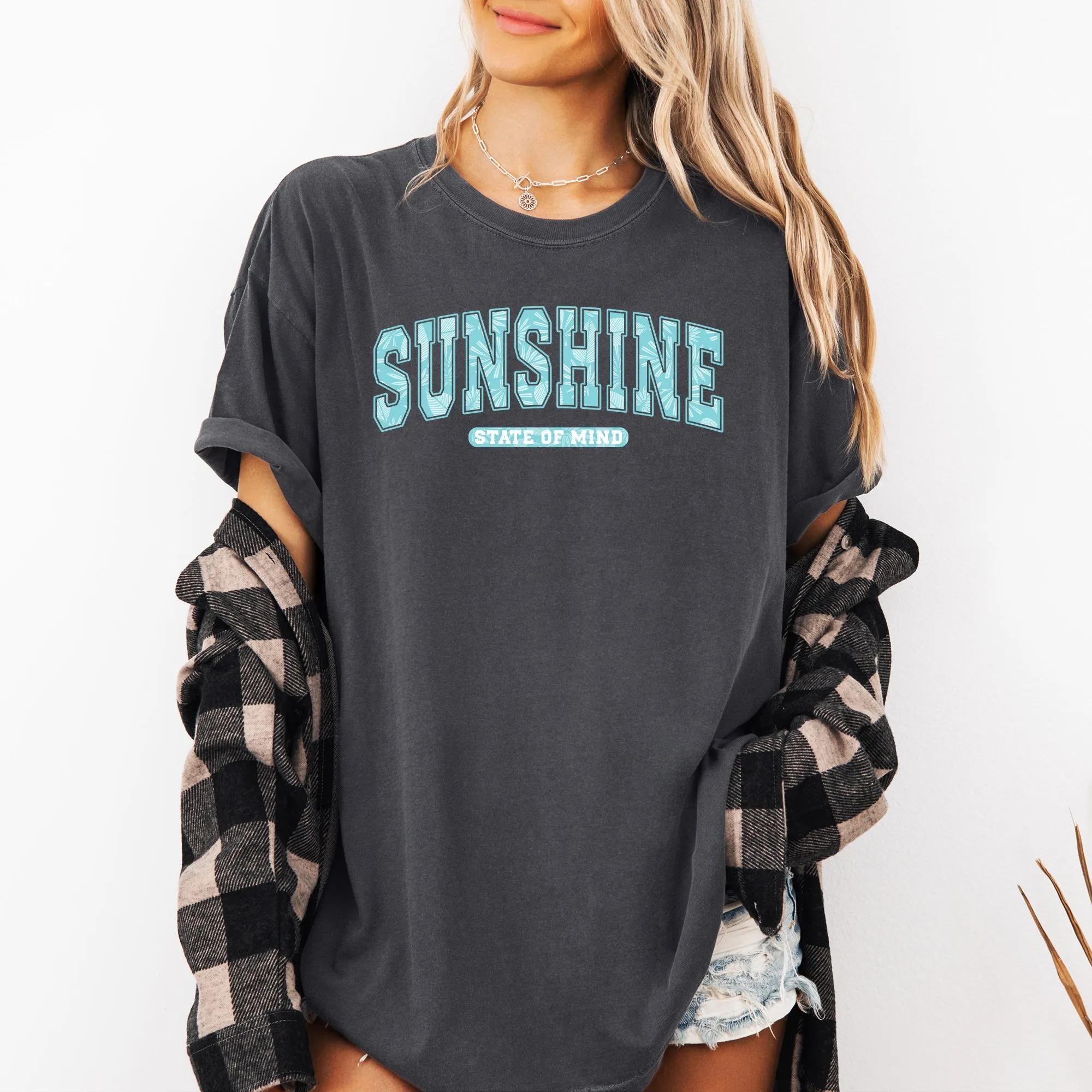 Sunshine State Of Mind, Varsity, Retro, Palm Trees, Summer, Comfort Colors T-Shirt sold by Refinery Number One product image thumbnail 3