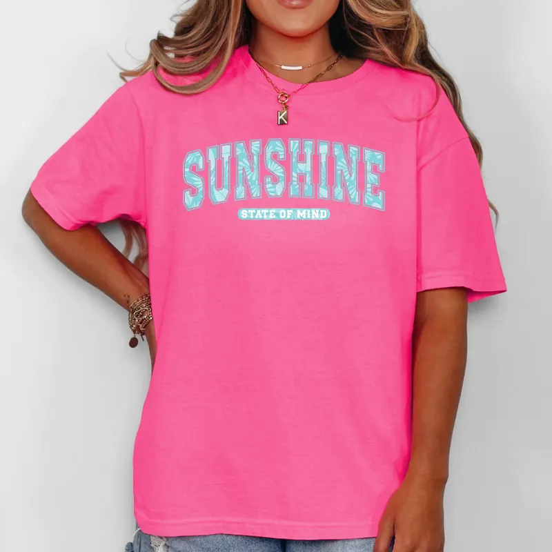 Sunshine State Of Mind, Varsity, Retro, Palm Trees, Summer, Comfort Colors T-Shirt sold by Refinery Number One
