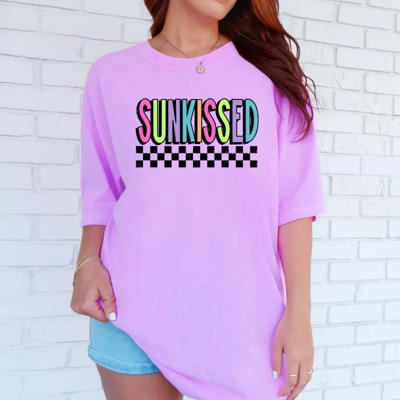 Sunkissed, Retro Checkered, Beach, Summer, Comfort Colors T-Shirt sold by Refinery Number One