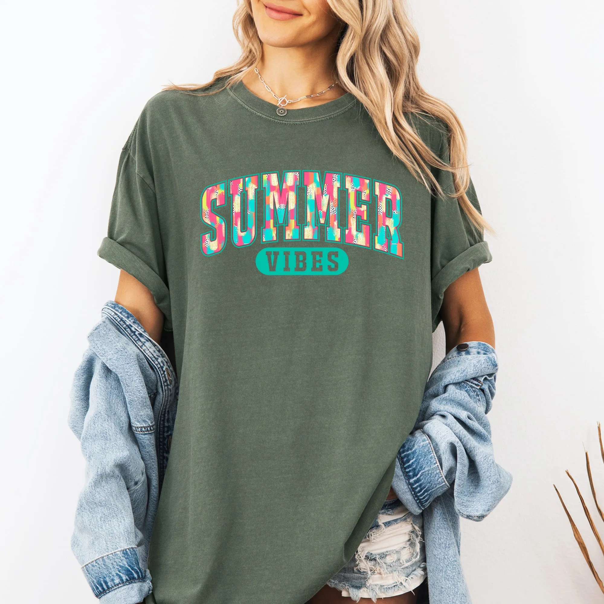 Summer Vibes, Varsity, Retro, Beach, Comfort Colors T-Shirt sold by Refinery Number One product image thumbnail 3