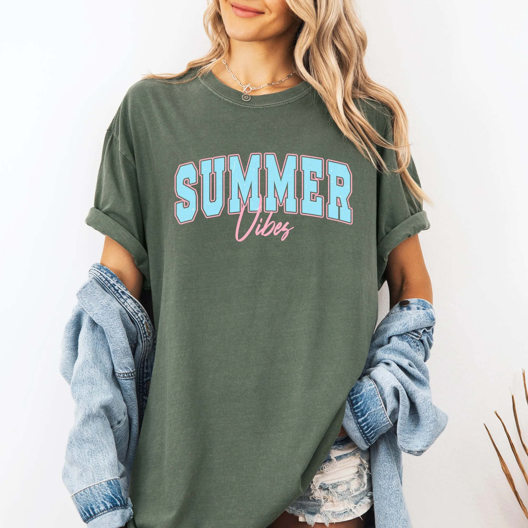Summer Vibes, Two Tone, Retro, Varsity, Summer, Beach, Comfort Colors T-Shirt sold by Refinery Number One product image thumbnail 4