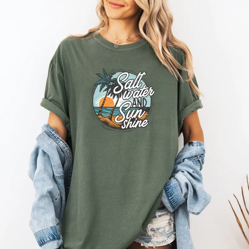 Salt Water and Sunshine, Summer, Beach, Comfort Colors T-Shirt sold by Refinery Number One