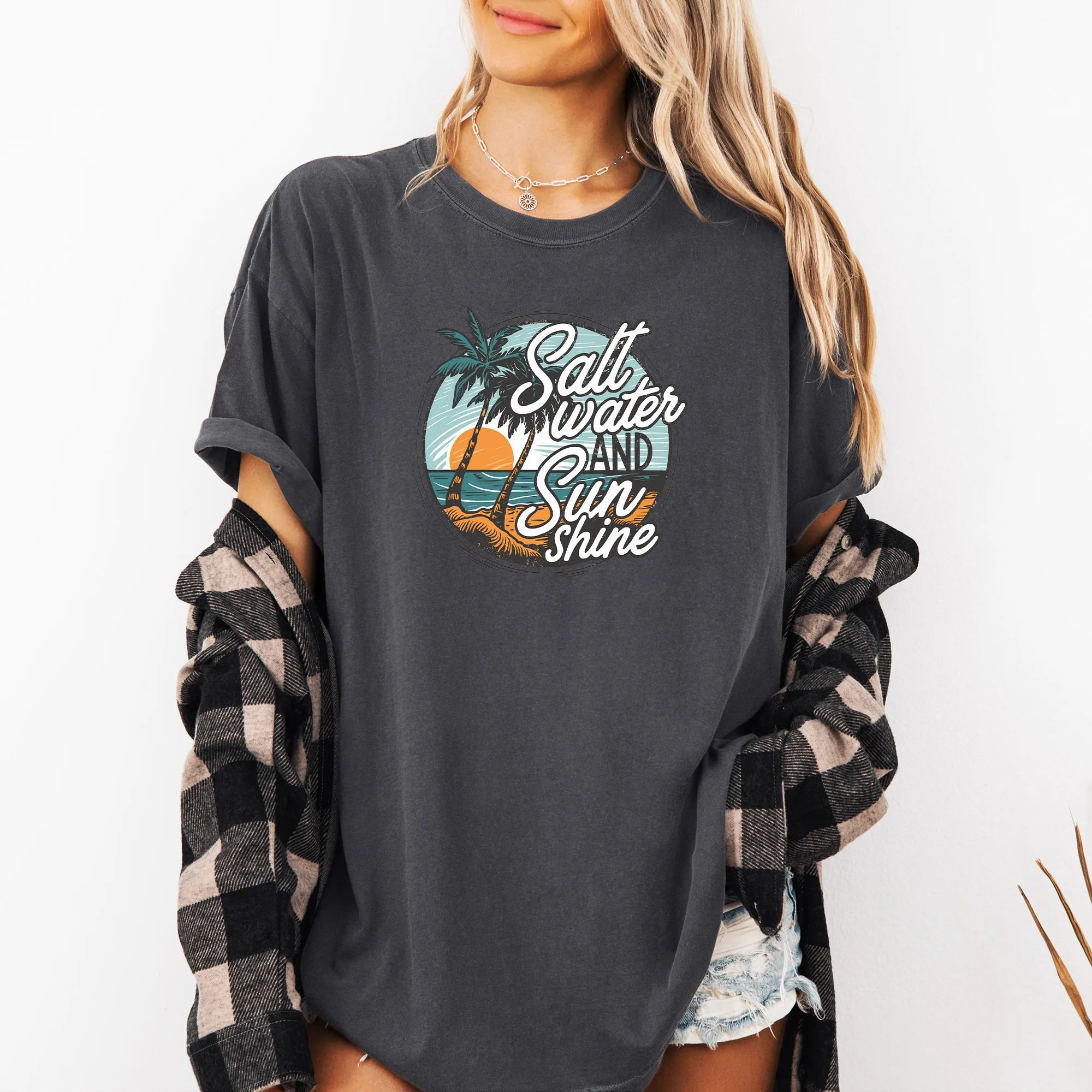 Salt Water and Sunshine, Summer, Beach, Comfort Colors T-Shirt sold by Refinery Number One product image thumbnail 2