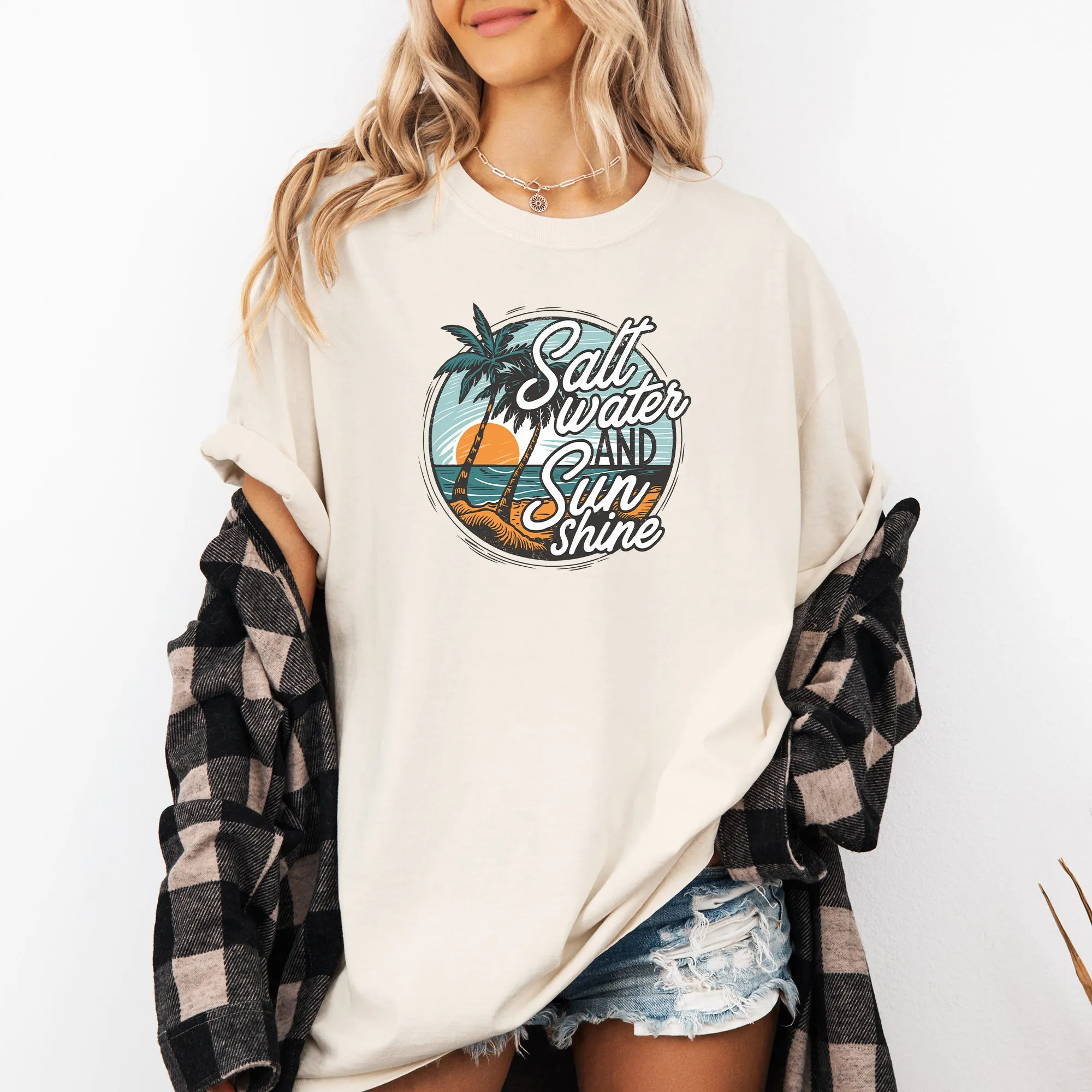 Salt Water and Sunshine, Summer, Beach, Comfort Colors T-Shirt sold by Refinery Number One product image thumbnail 3