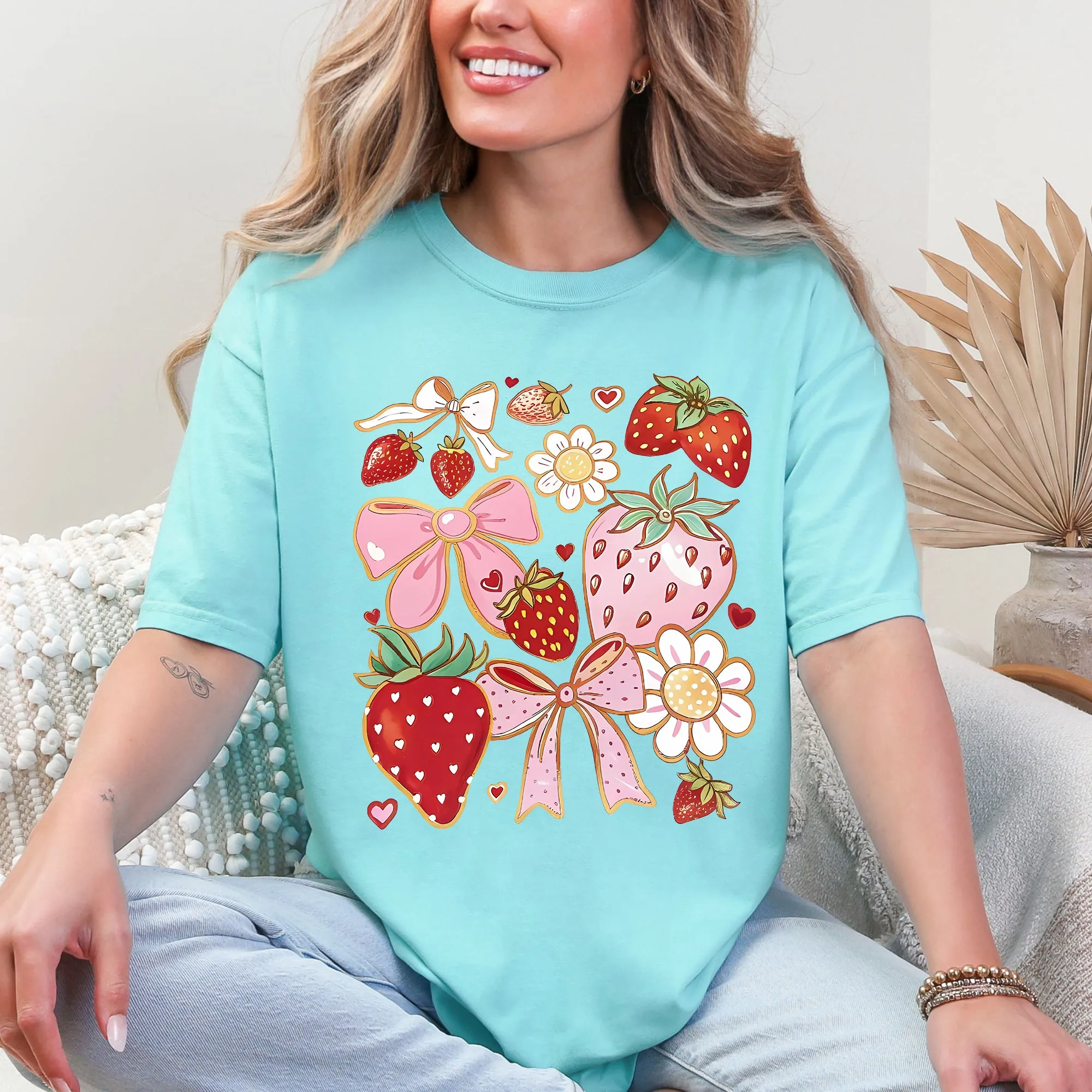 Retro Strawberries, Daisies, Cute, Adorable Comfort Colors T-Shirt sold by Refinery Number One product image thumbnail 5
