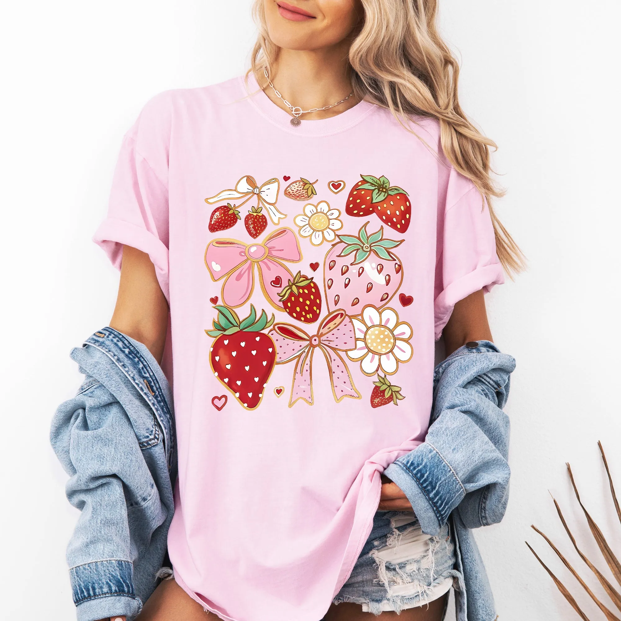 Retro Strawberries, Daisies, Cute, Adorable Comfort Colors T-Shirt sold by Refinery Number One