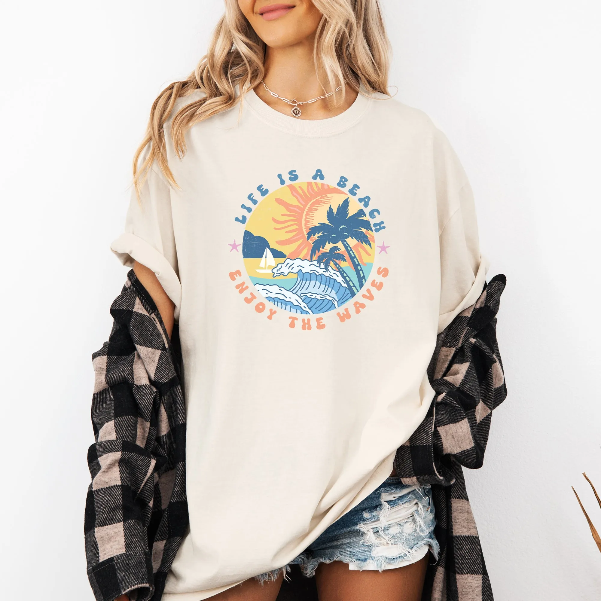 Retro Life Is A Beach, Enjoy the Waves, Summer, Comfort Colors T-Shirt sold by Refinery Number One