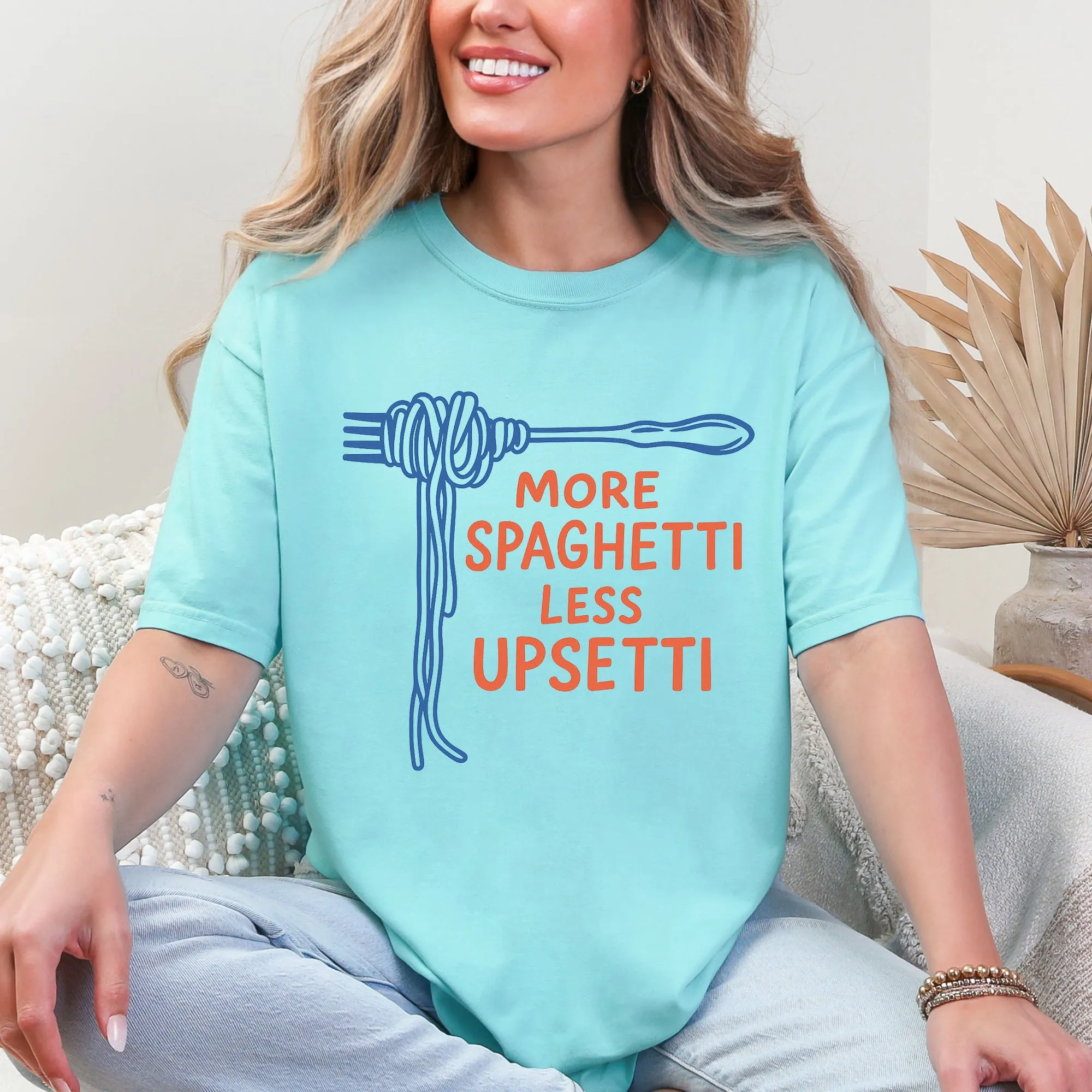 More Spaghetti, Less Upsetti, Funny, Cute, Pun, Comfort Colors T-Shirt sold by Refinery Number One product image thumbnail 3