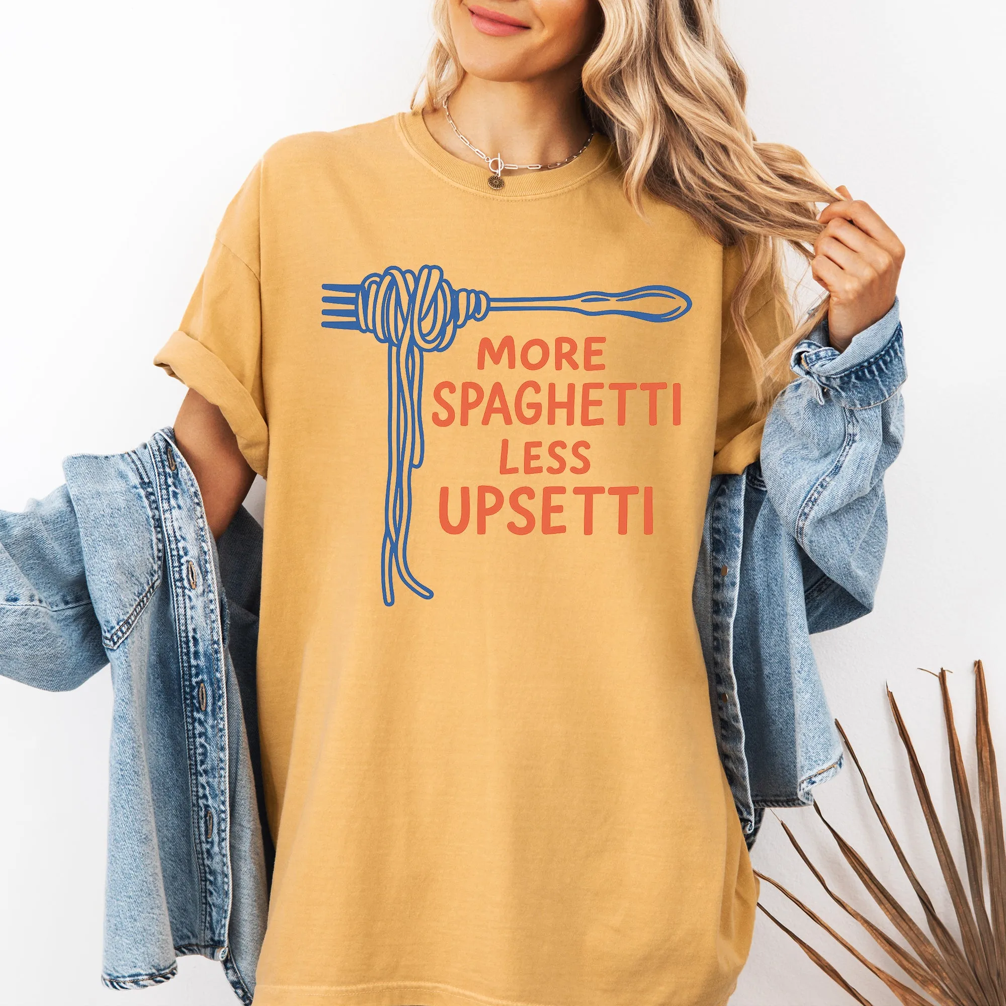 More Spaghetti, Less Upsetti, Funny, Cute, Pun, Comfort Colors T-Shirt sold by Refinery Number One product image thumbnail 4