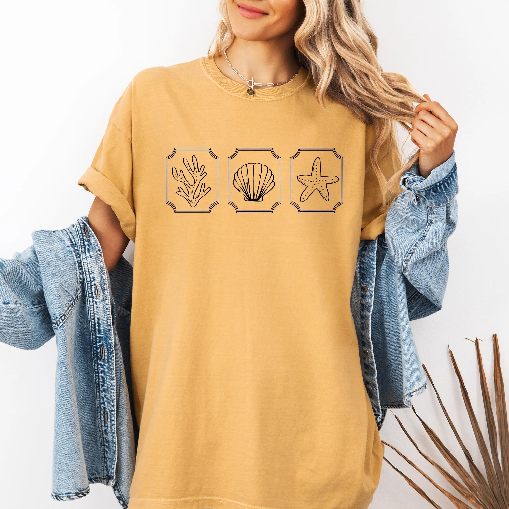 Minimalist Sea Life, Seashells, Summer, Beach, Comfort Colors T-Shirt sold by Refinery Number One product image thumbnail 3