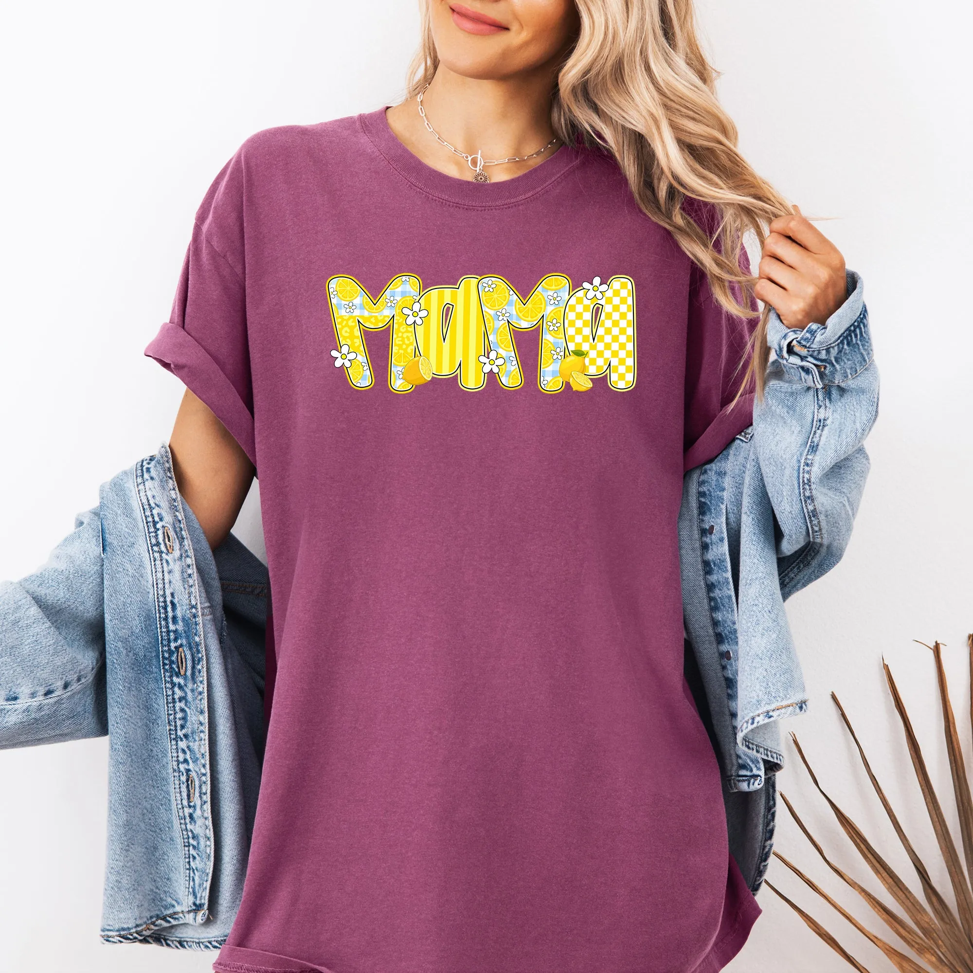 Mama, Yellow Checkered, Flowers, Retro, Comfort Colors T-Shirt sold by Refinery Number One product image thumbnail 5