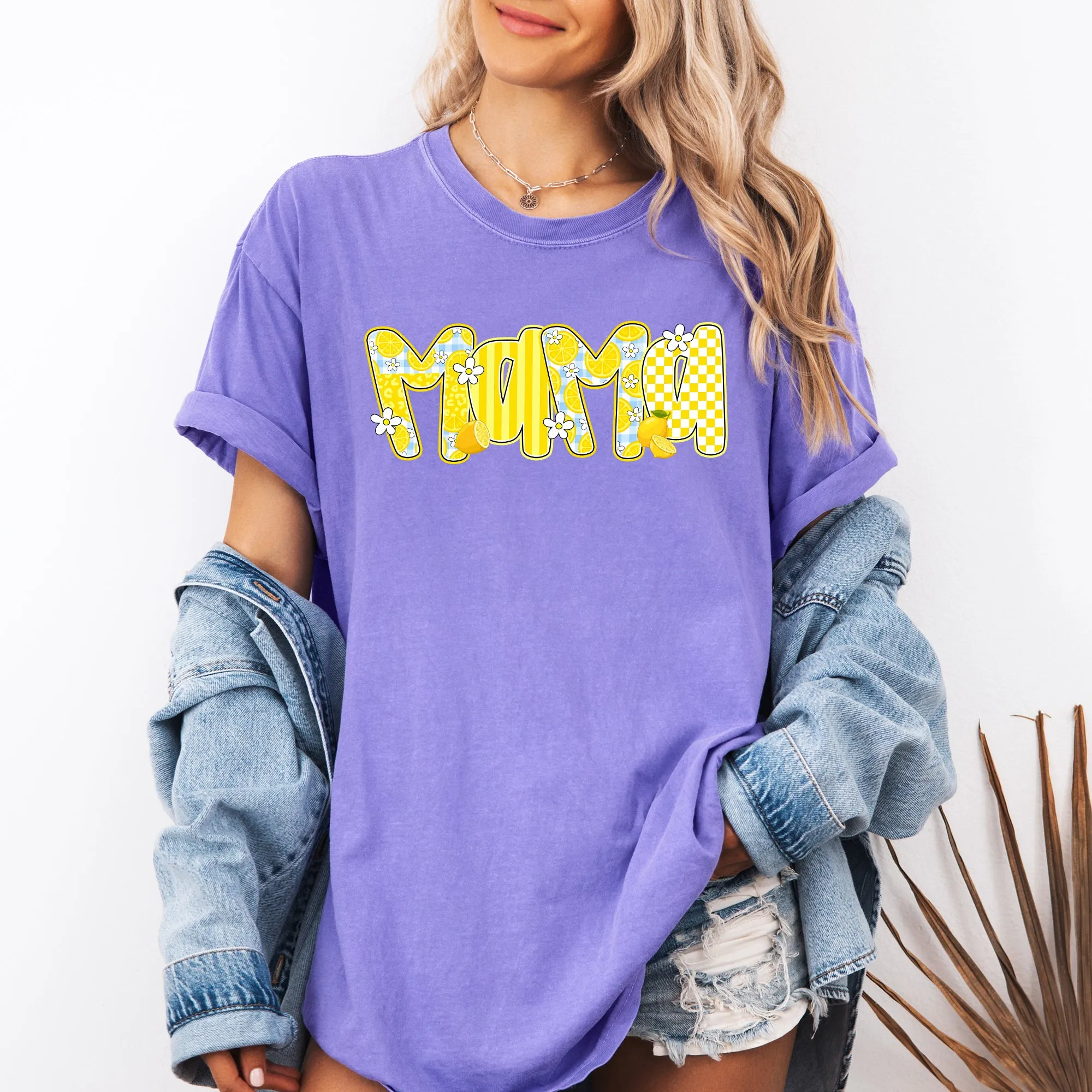 Mama, Yellow Checkered, Flowers, Retro, Comfort Colors T-Shirt sold by Refinery Number One product image thumbnail 2