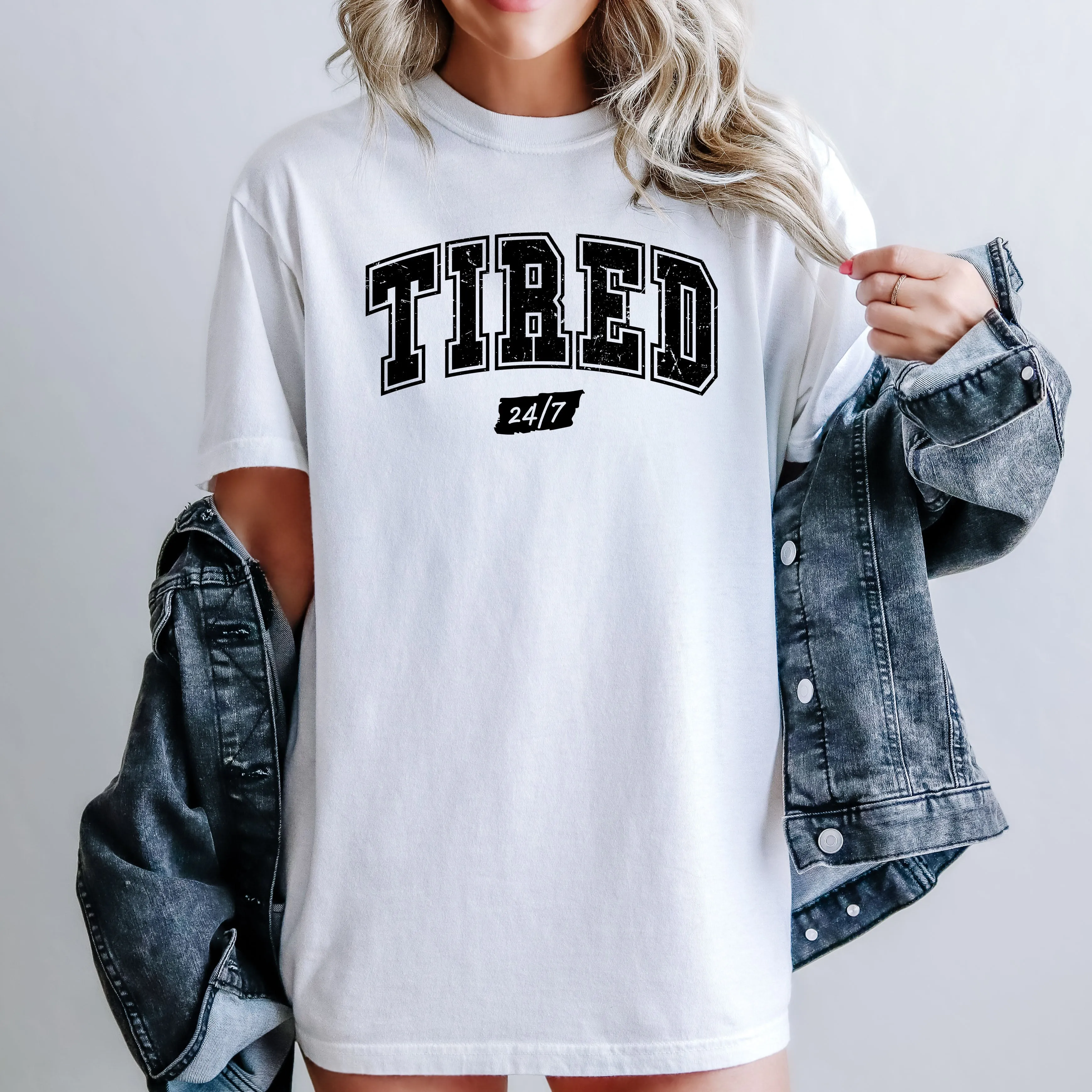 Tired 24/7, Motivational, Funny, Mom Life, Anxiety, Mother's Day Tshirt Comfort Colors T-Shirt sold by Refinery Number One product image thumbnail 5