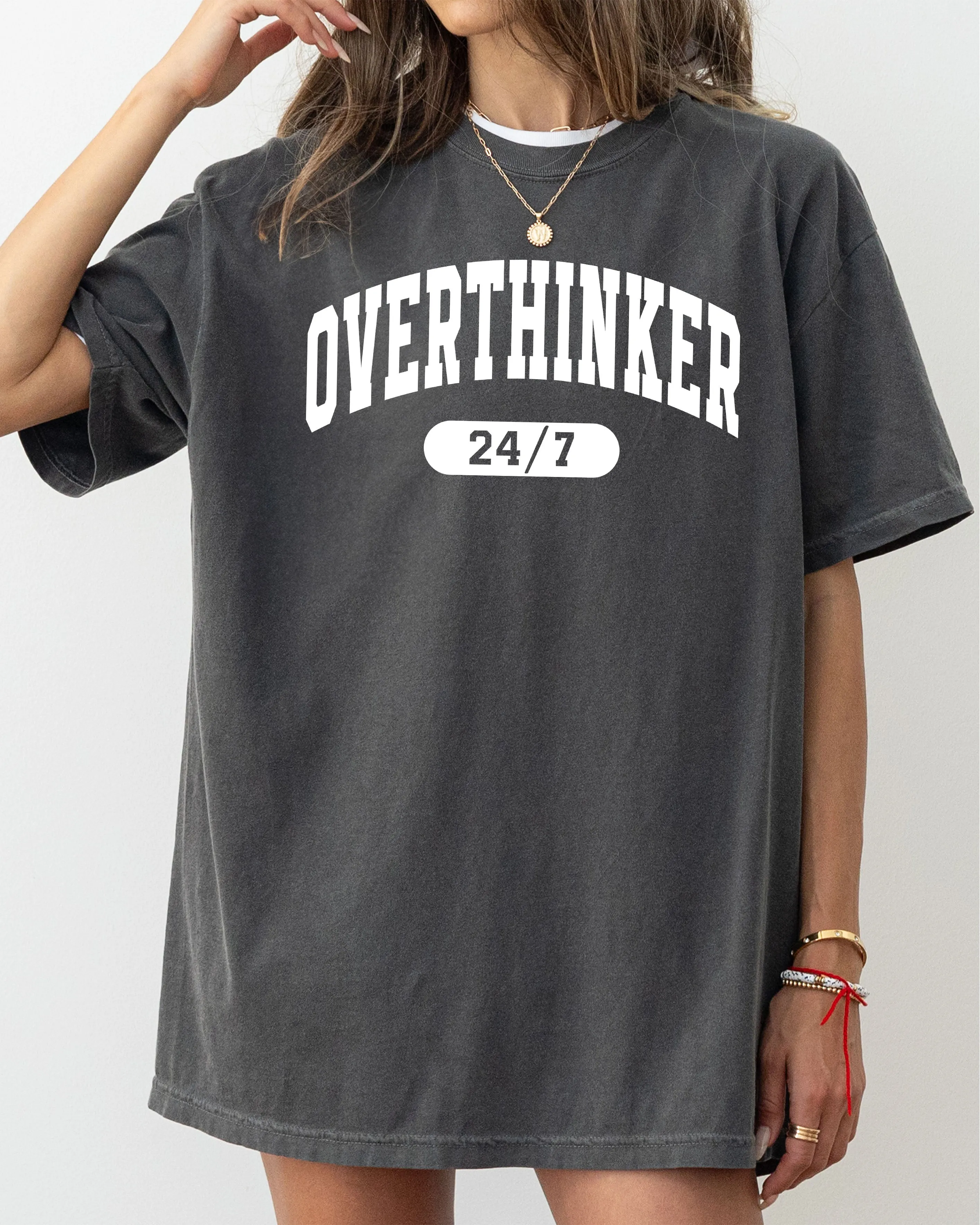 Overthinker 24/7, Motivational, Funny, Mom Life, Anxiety, Mother's Day Tshirt Comfort Colors T-Shirt sold by Refinery Number One product image thumbnail 3