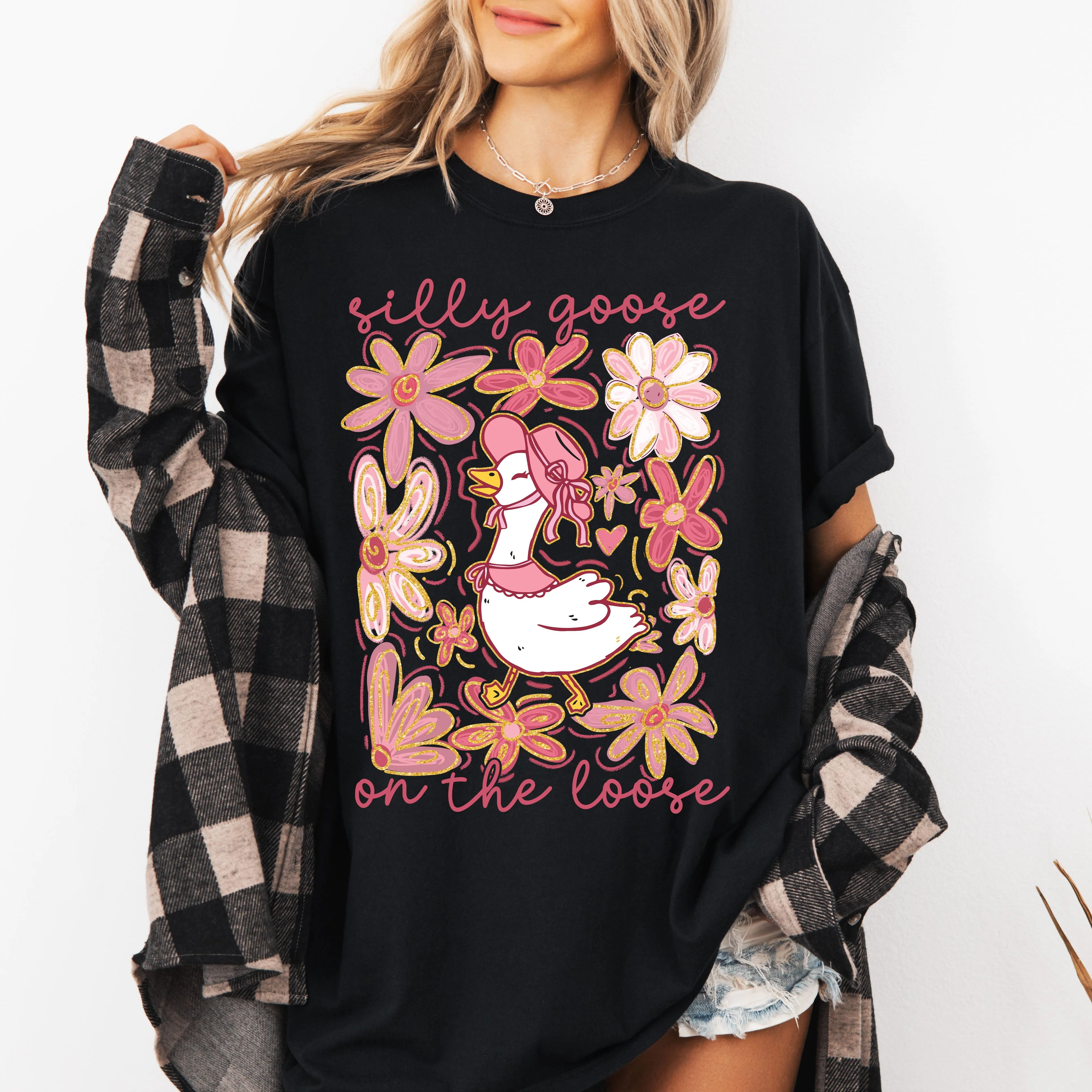 Silly Goose on the Loose, Summer, Funny, Spring, Floral, Boho Tshirt Comfort Colors T-Shirt sold by Refinery Number One product image thumbnail 3