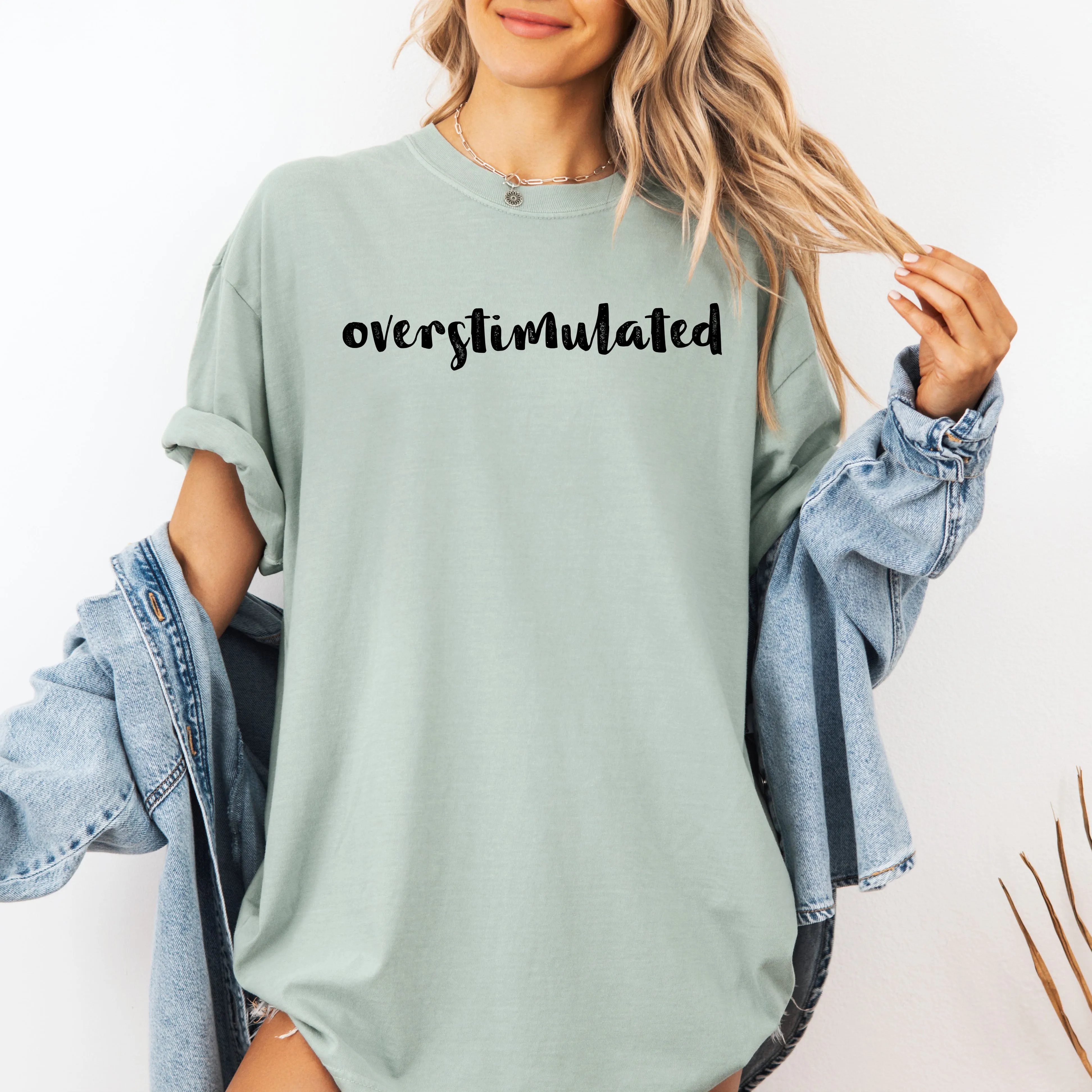 Overstimulated, Minimalist, Trendy, Mental Health, Gen Z, Funny, Sarcastic, Weird Core Tshirt Comfort Colors T-Shirt sold by Refinery Number One product image thumbnail 2