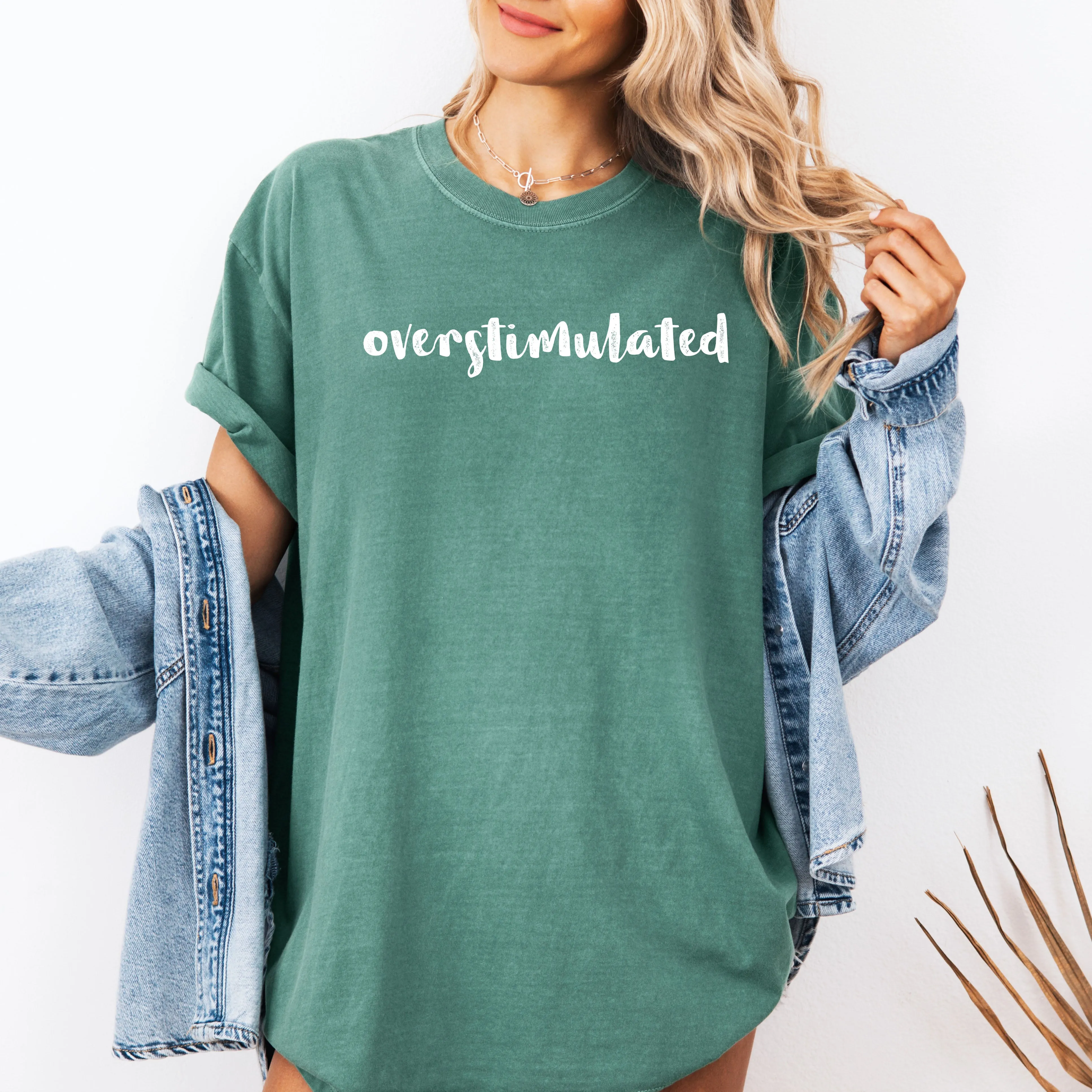 Overstimulated, Minimalist, Trendy, Mental Health, Gen Z, Funny, Sarcastic, Weird Core Tshirt Comfort Colors T-Shirt sold by Refinery Number One product image thumbnail 5