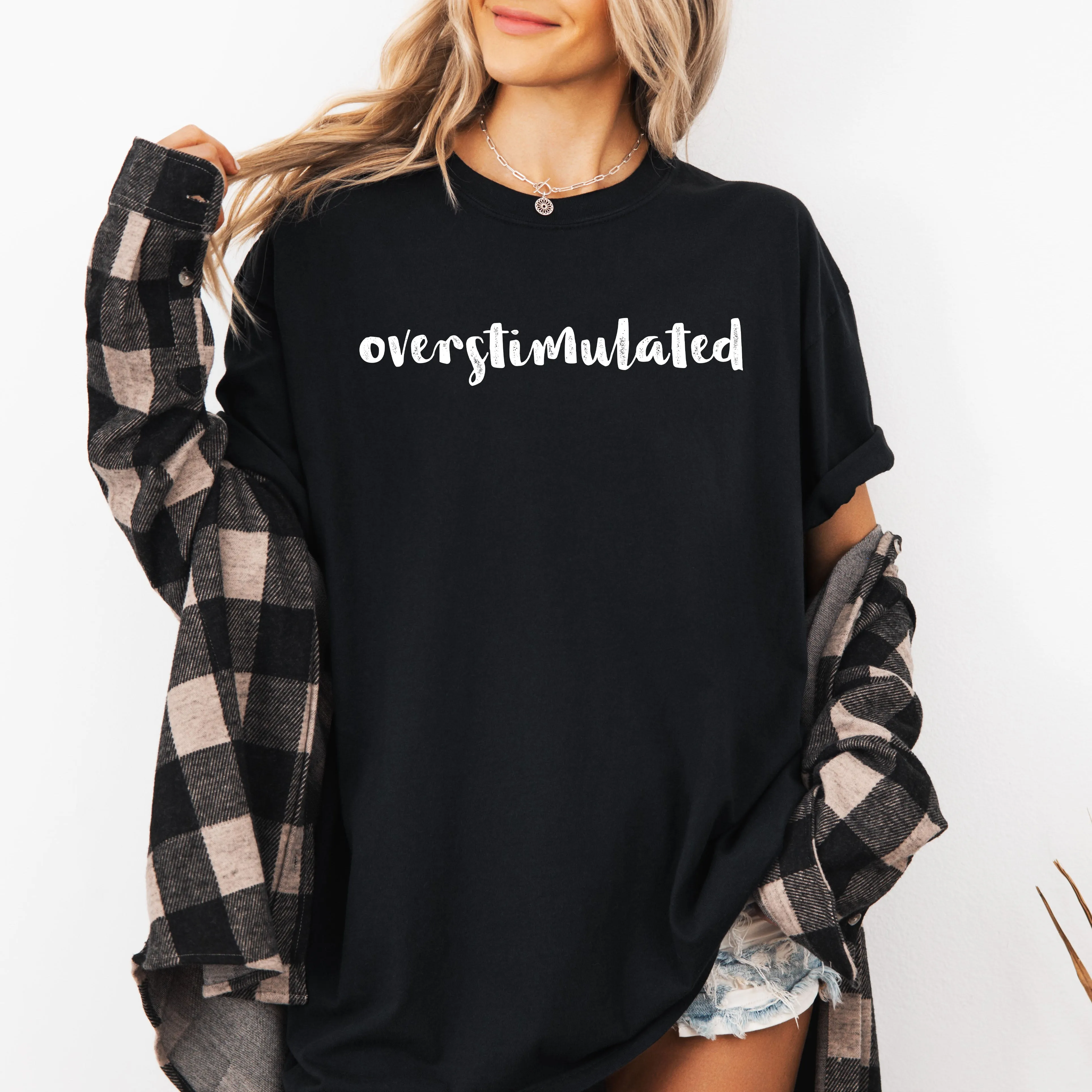 Overstimulated, Minimalist, Trendy, Mental Health, Gen Z, Funny, Sarcastic, Weird Core Tshirt Comfort Colors T-Shirt sold by Refinery Number One product image thumbnail 4