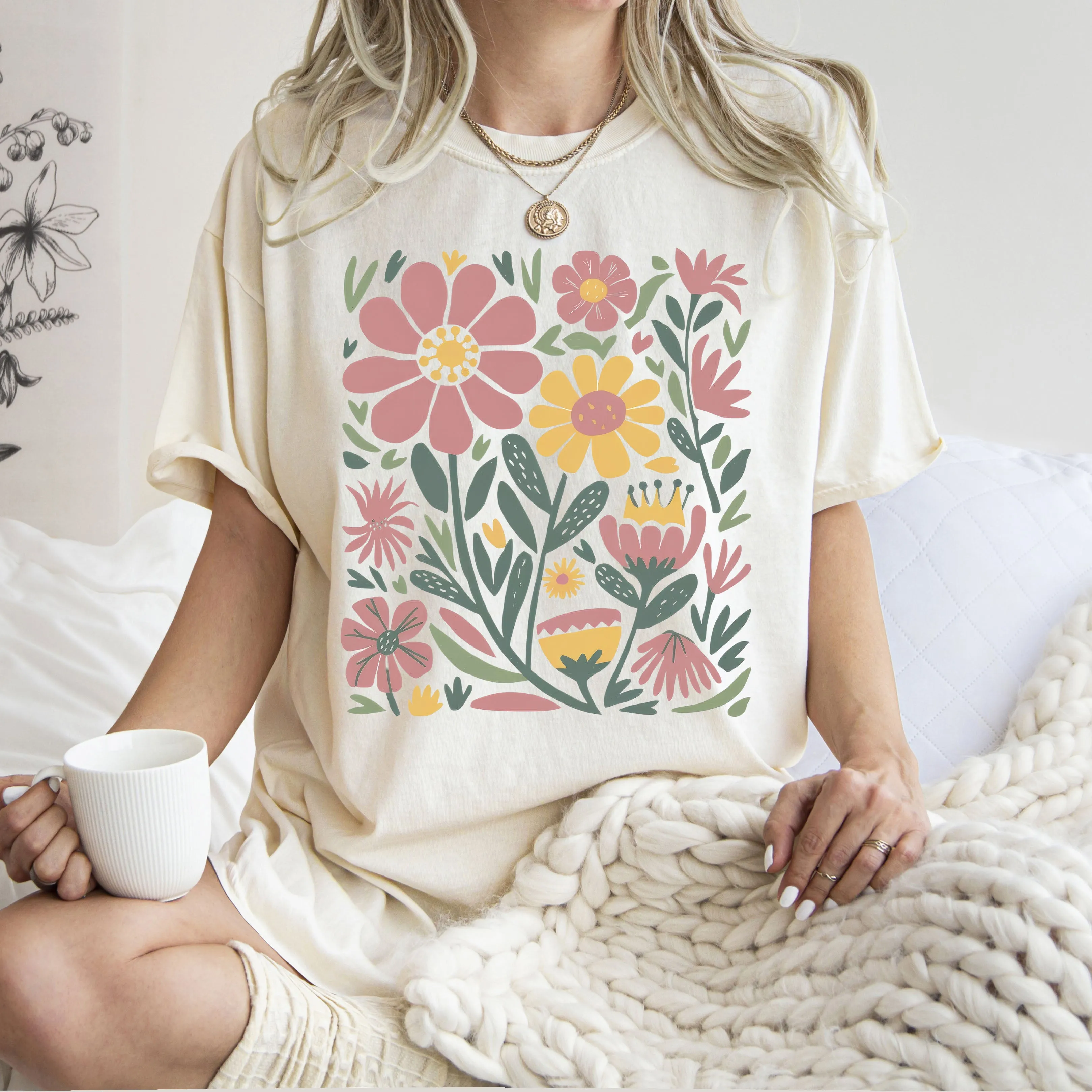 Boho Floral, Vintage Flowers, Wildflowers, Mother's Day Tshirt Comfort Colors T-Shirt sold by Refinery Number One product image thumbnail 4