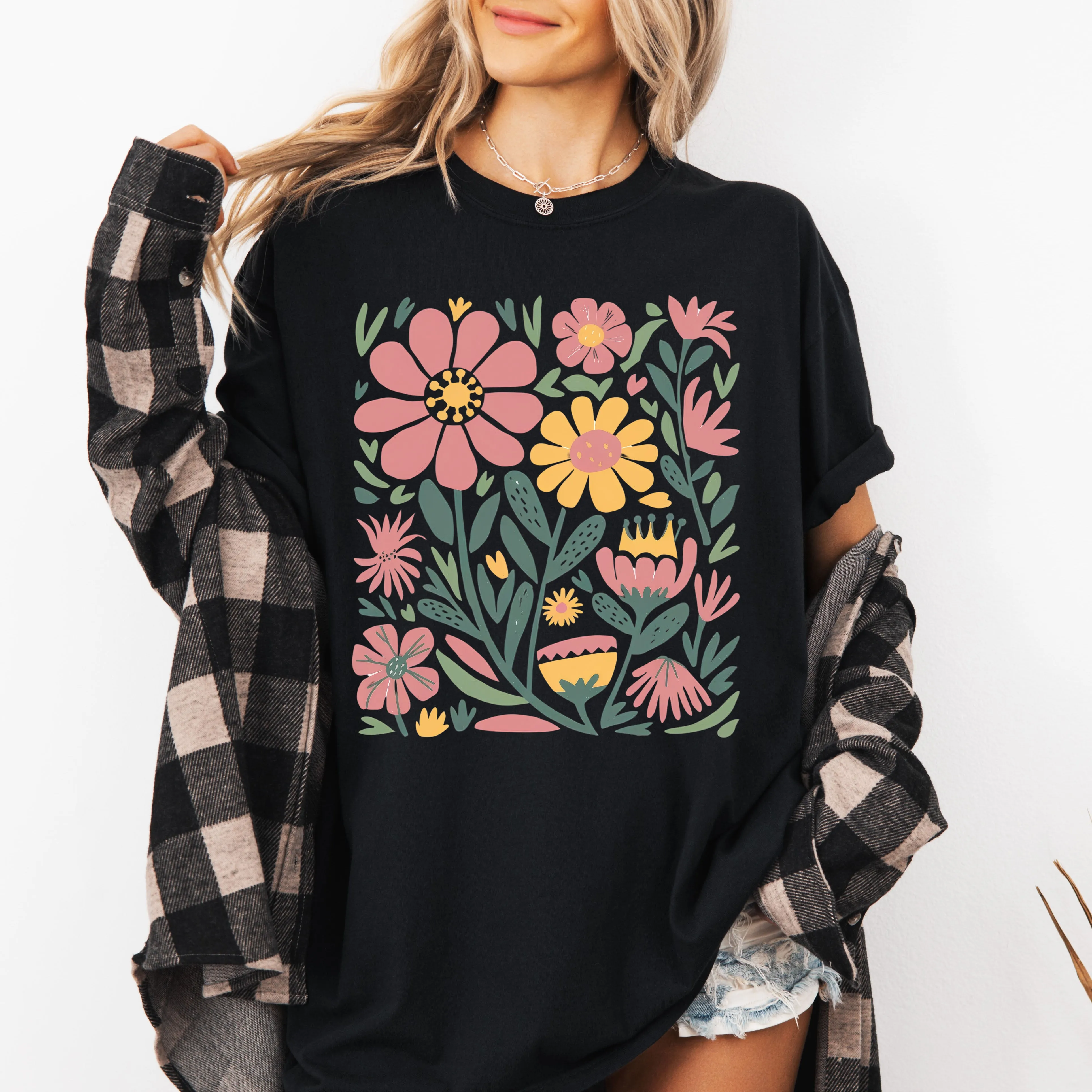 Boho Floral, Vintage Flowers, Wildflowers, Mother's Day Tshirt Comfort Colors T-Shirt sold by Refinery Number One product image thumbnail 3