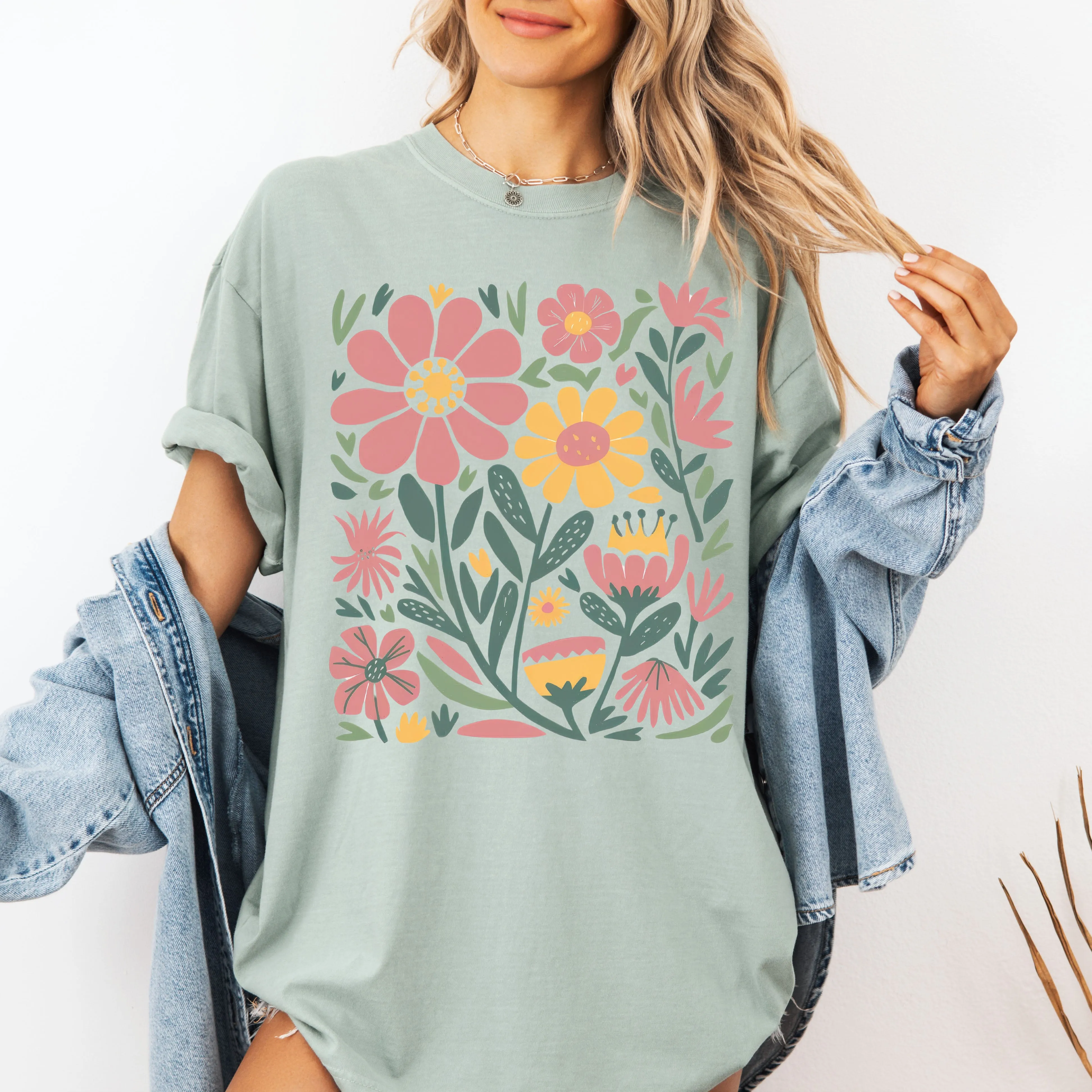Boho Floral, Vintage Flowers, Wildflowers, Mother's Day Tshirt Comfort Colors T-Shirt sold by Refinery Number One product image thumbnail 2
