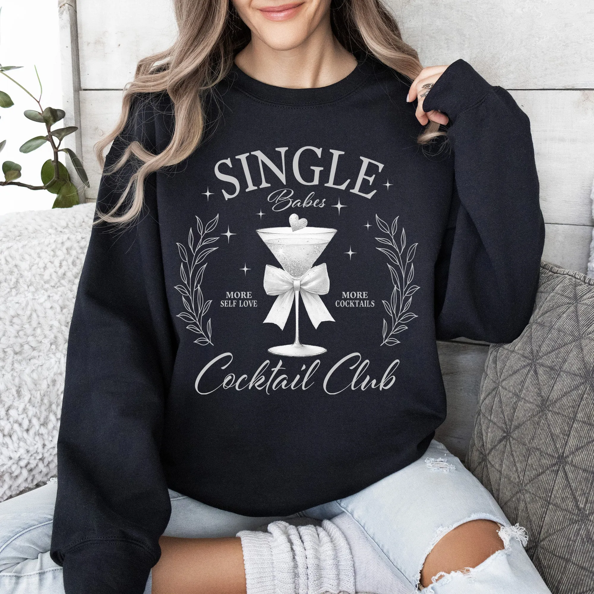 Single Babes Cocktail Club, Positivity, Self Love Sweatshirt sold by Refinery Number One product image thumbnail 2