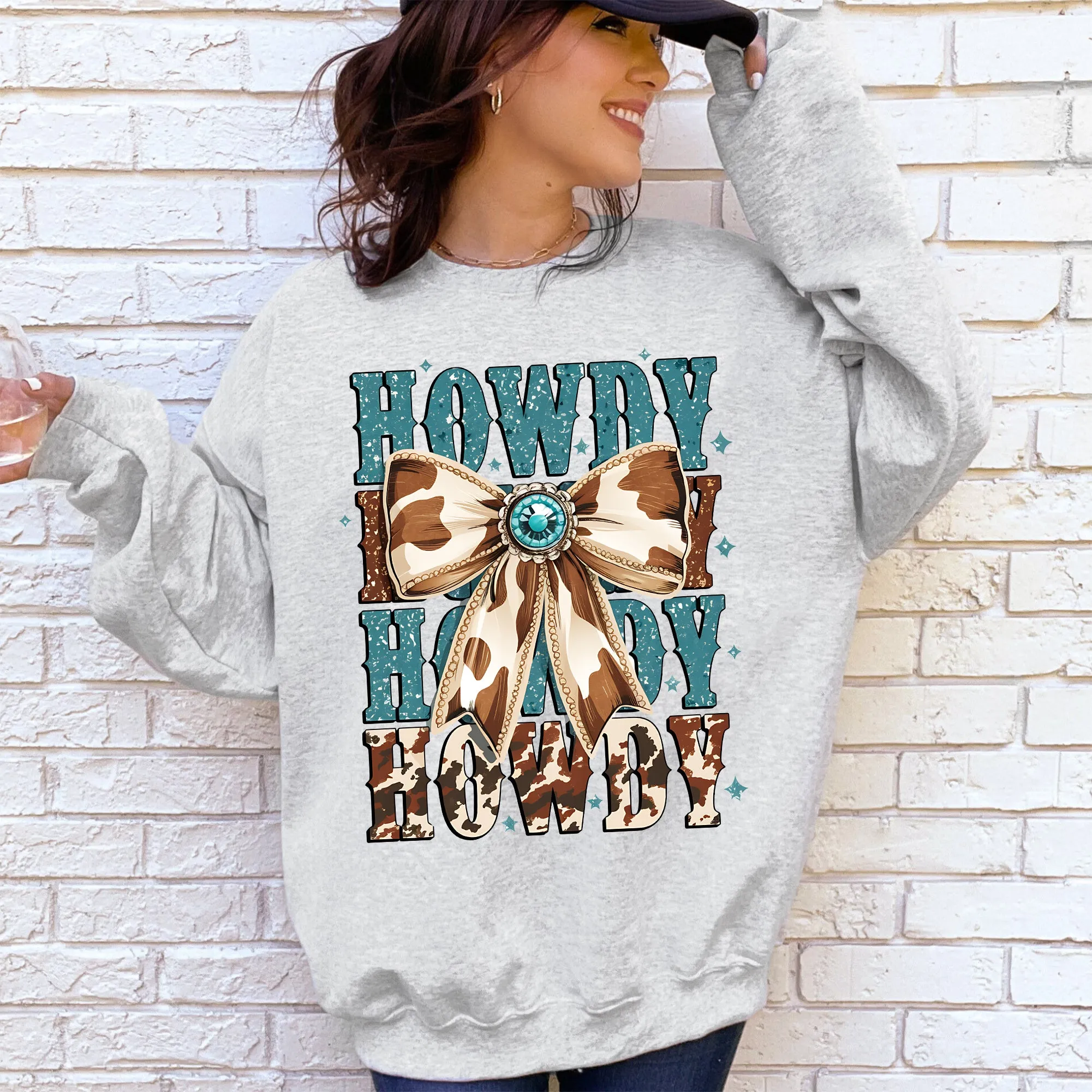 Howdy, Western, Cow Print, Cowboy, Cowgirl, Country Sweatshirt sold by Refinery Number One product image thumbnail 2