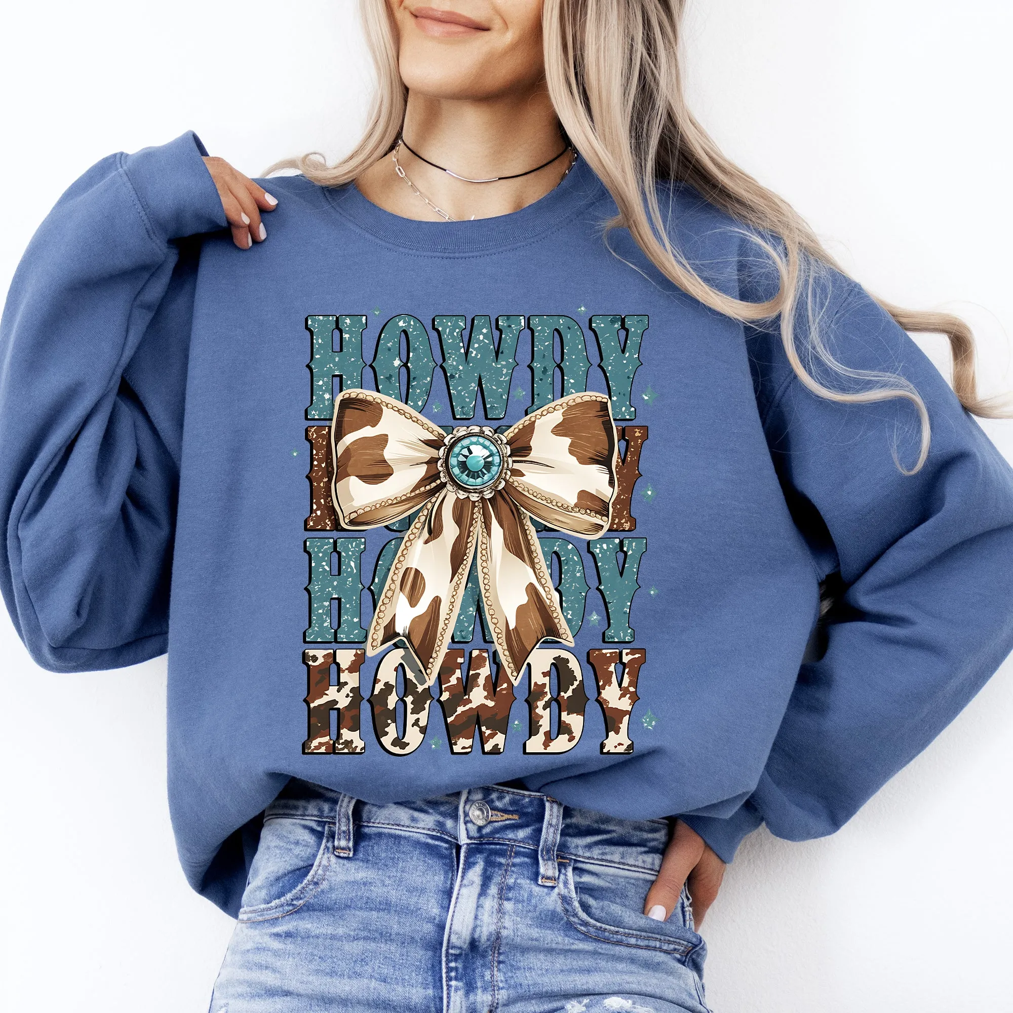 Howdy, Western, Cow Print, Cowboy, Cowgirl, Country Sweatshirt sold by Refinery Number One product image thumbnail 4