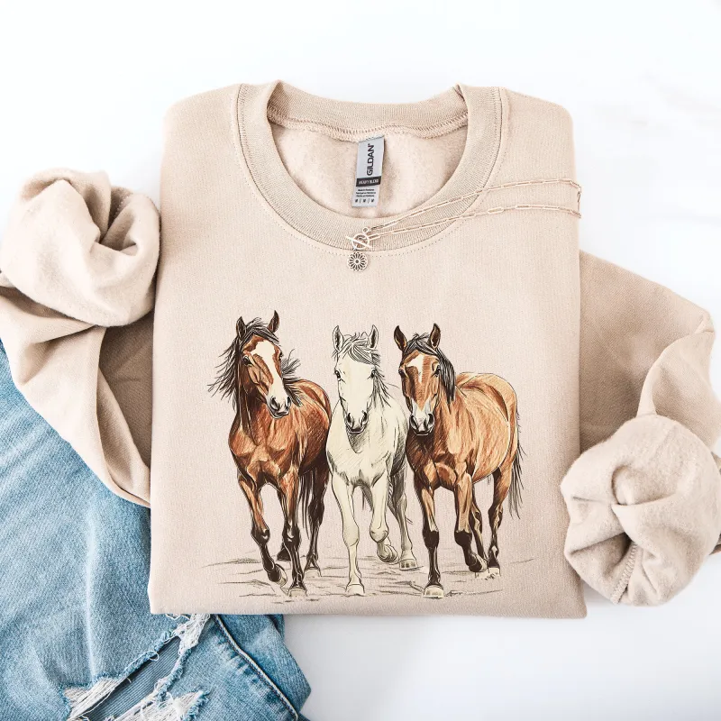Horses, Western, Classic, Country, Cowboy, Cowgirl, Rodeo Sweatshirt sold by Refinery Number One