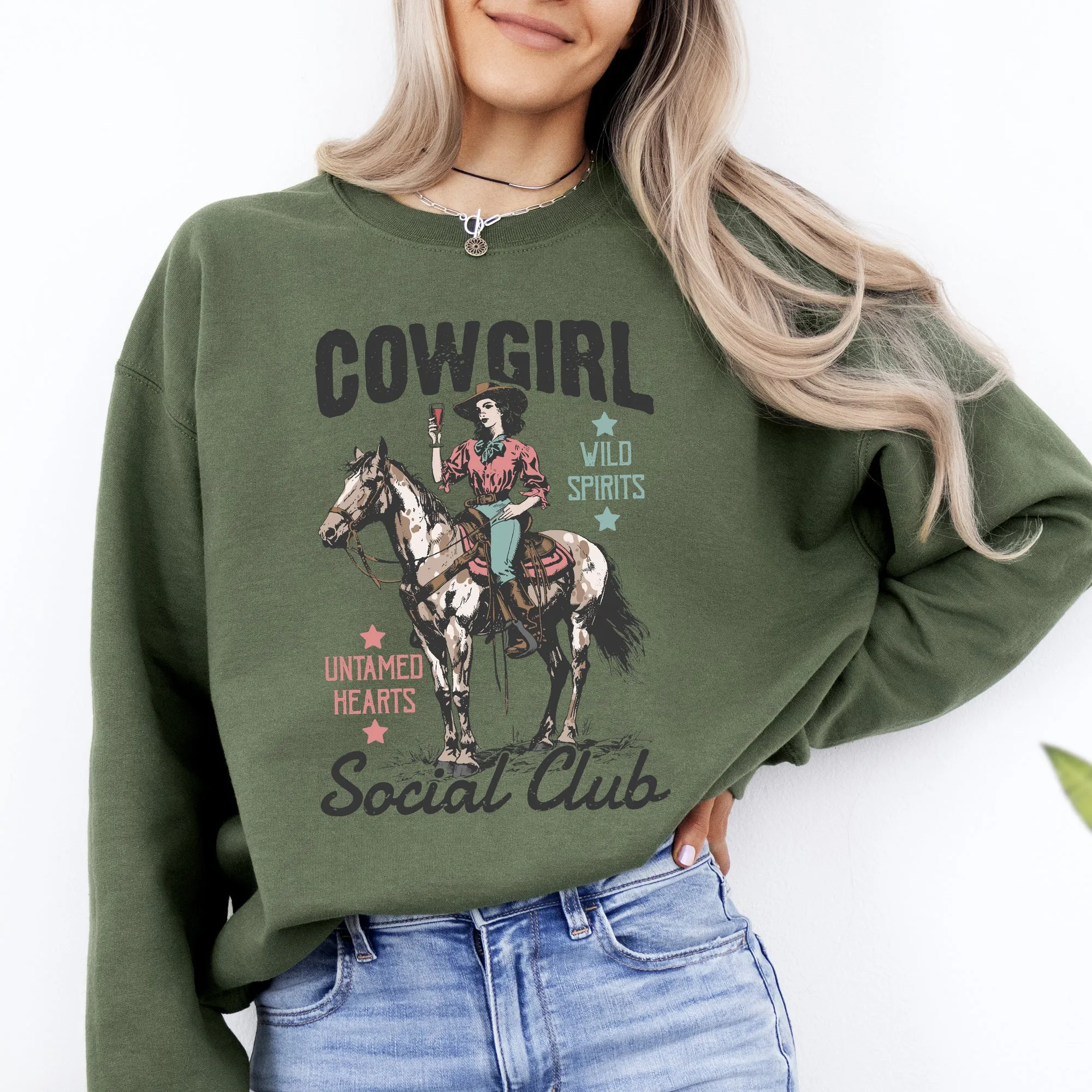Cowgirl Social Club, Western, Country, Horse Sweatshirt sold by Refinery Number One product image thumbnail 5