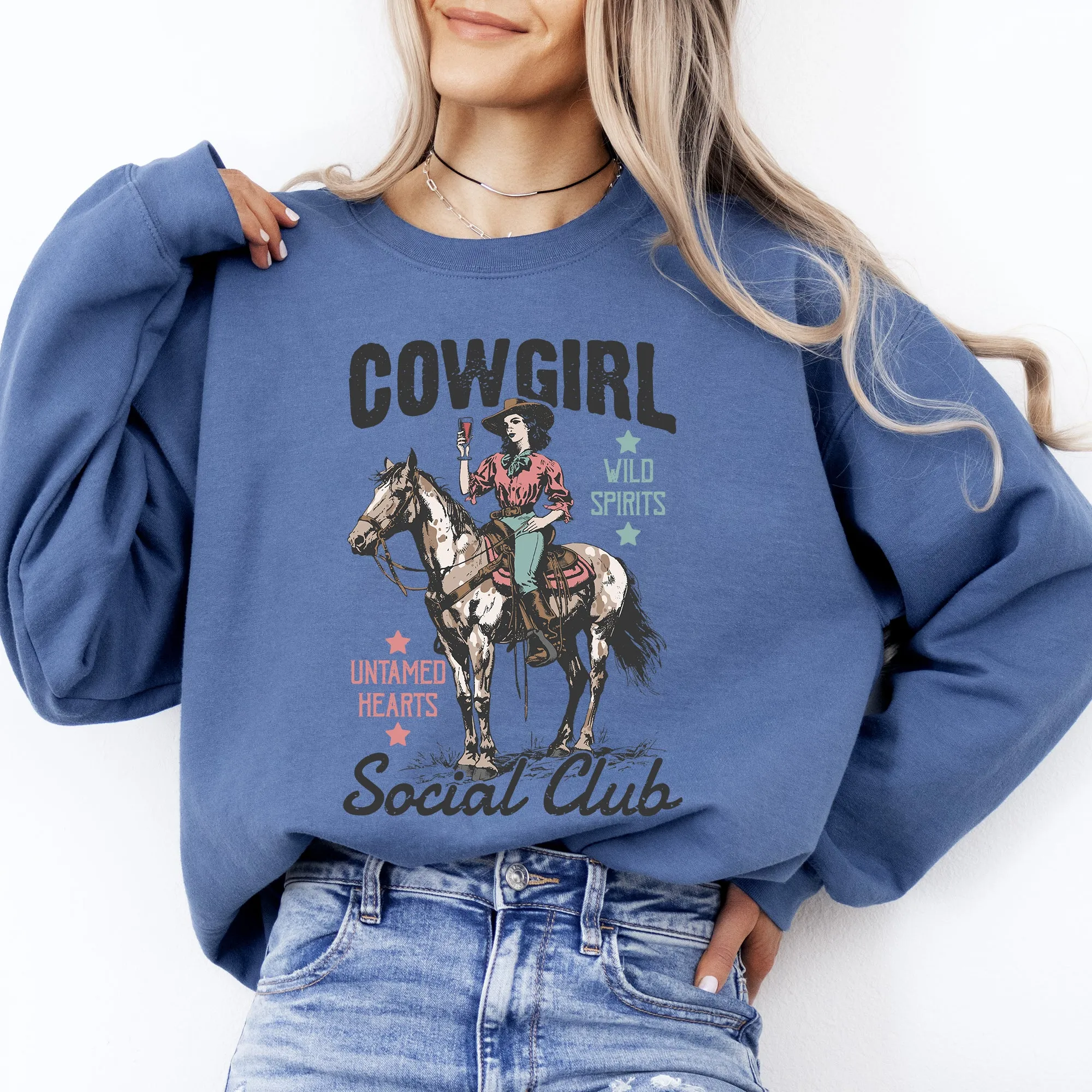 Cowgirl Social Club, Western, Country, Horse Sweatshirt sold by Refinery Number One product image thumbnail 3