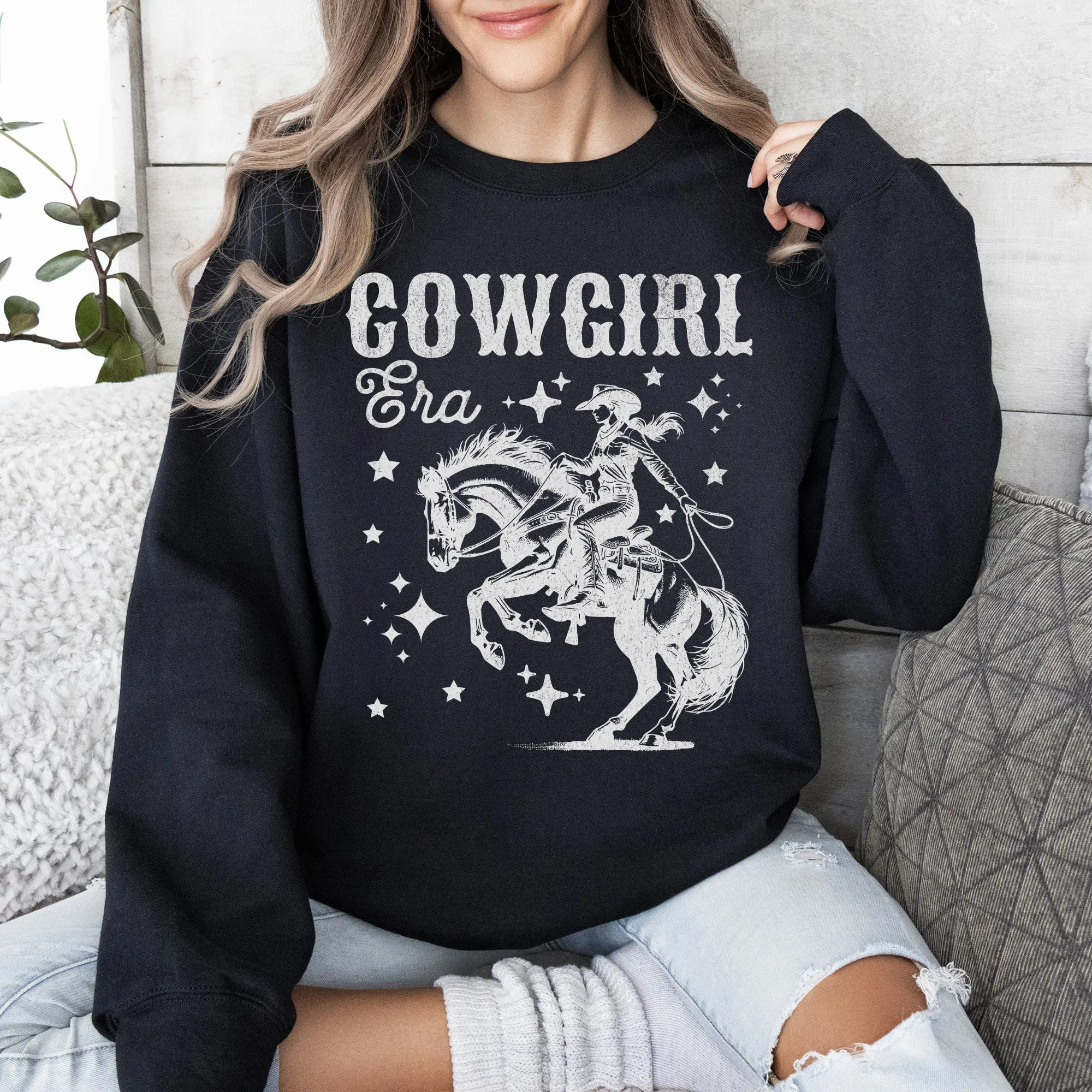 Cowgirl Era Inspiration Featuring Horse And Stars In A Retro Western Country Vibe Sweatshirt sold by Refinery Number One product image thumbnail 3