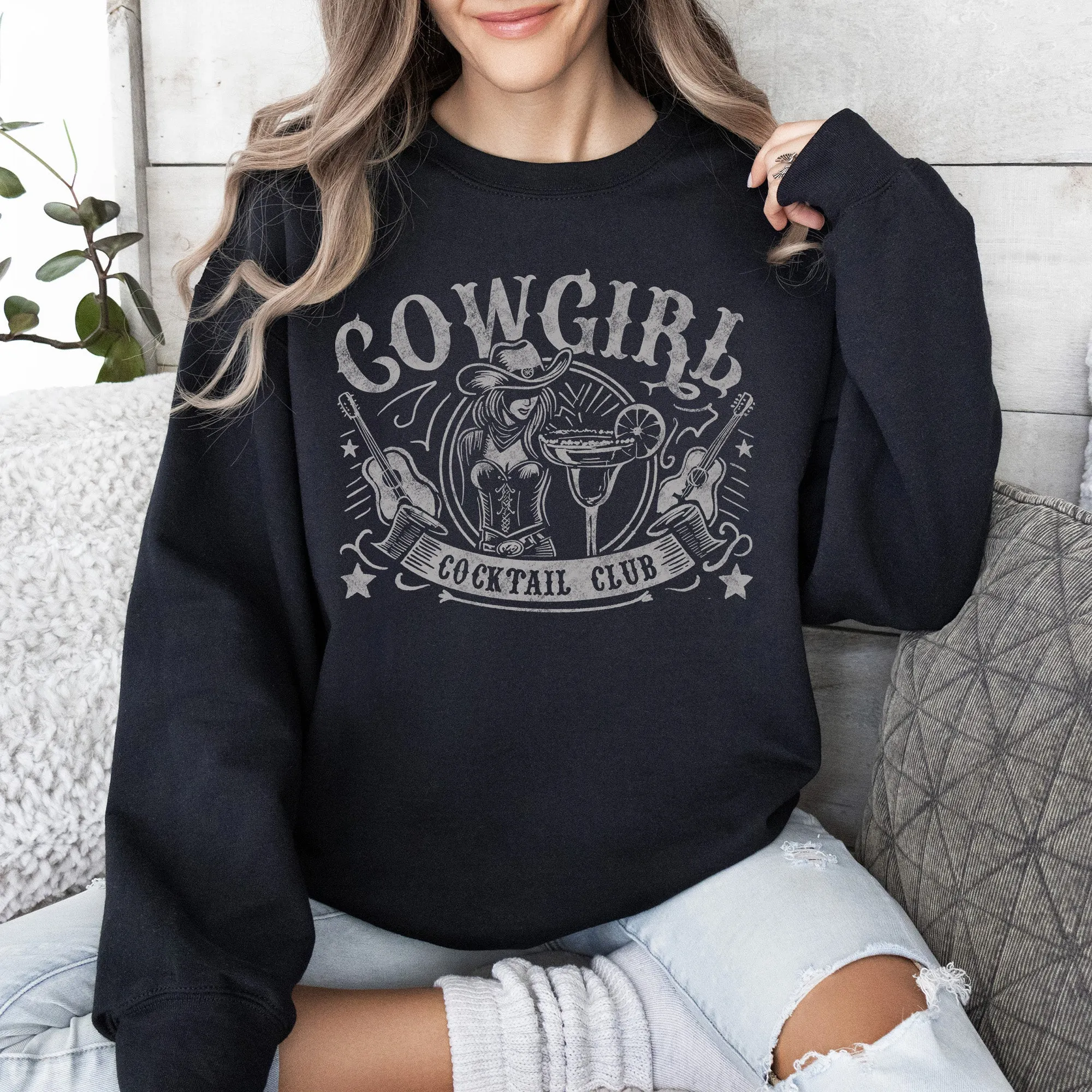 Cowgirl Cocktail Club, Western, Country Sweatshirt sold by Refinery Number One product image thumbnail 3