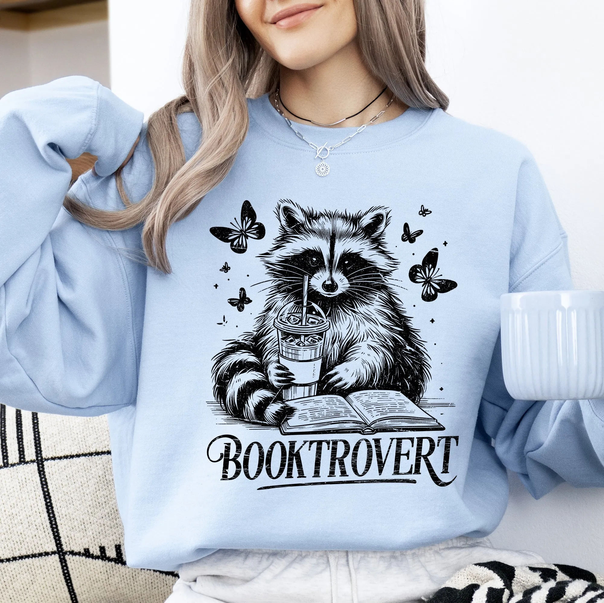 Booktrovert, Raccoon, Reading, Booktok, Library, Books Sweatshirt sold by Refinery Number One product image thumbnail 3