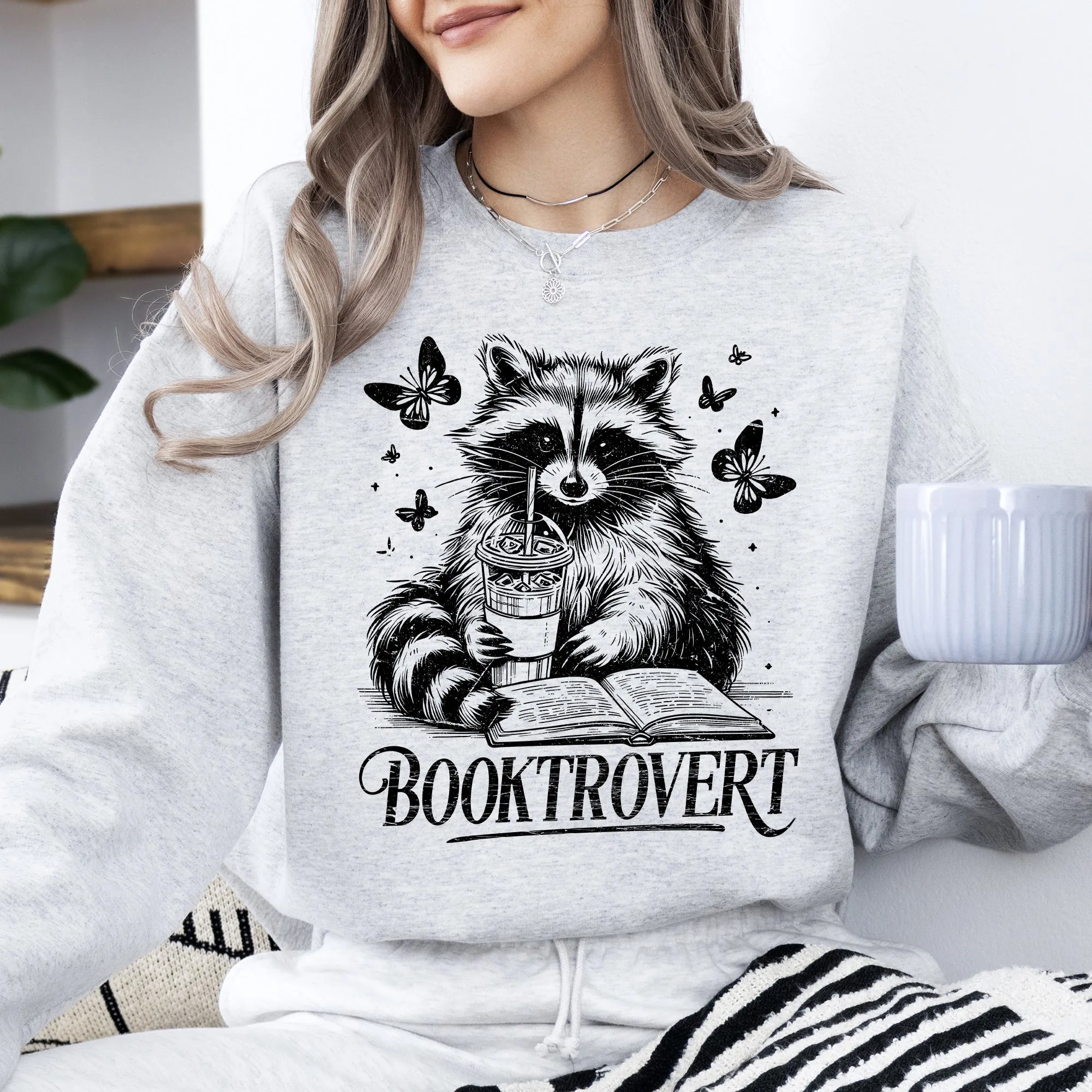 Booktrovert, Raccoon, Reading, Booktok, Library, Books Sweatshirt sold by Refinery Number One product image thumbnail 2
