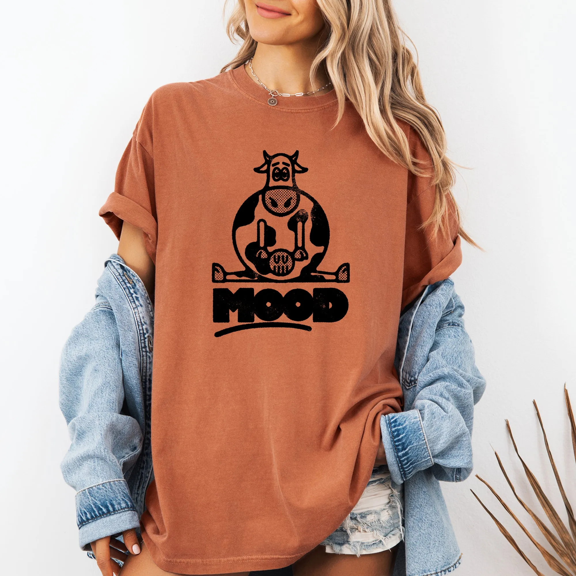 Moo'd, Cow, Funny, Moody, Mental Health, Positivity Tshirt Comfort Colors T-Shirt sold by Refinery Number One